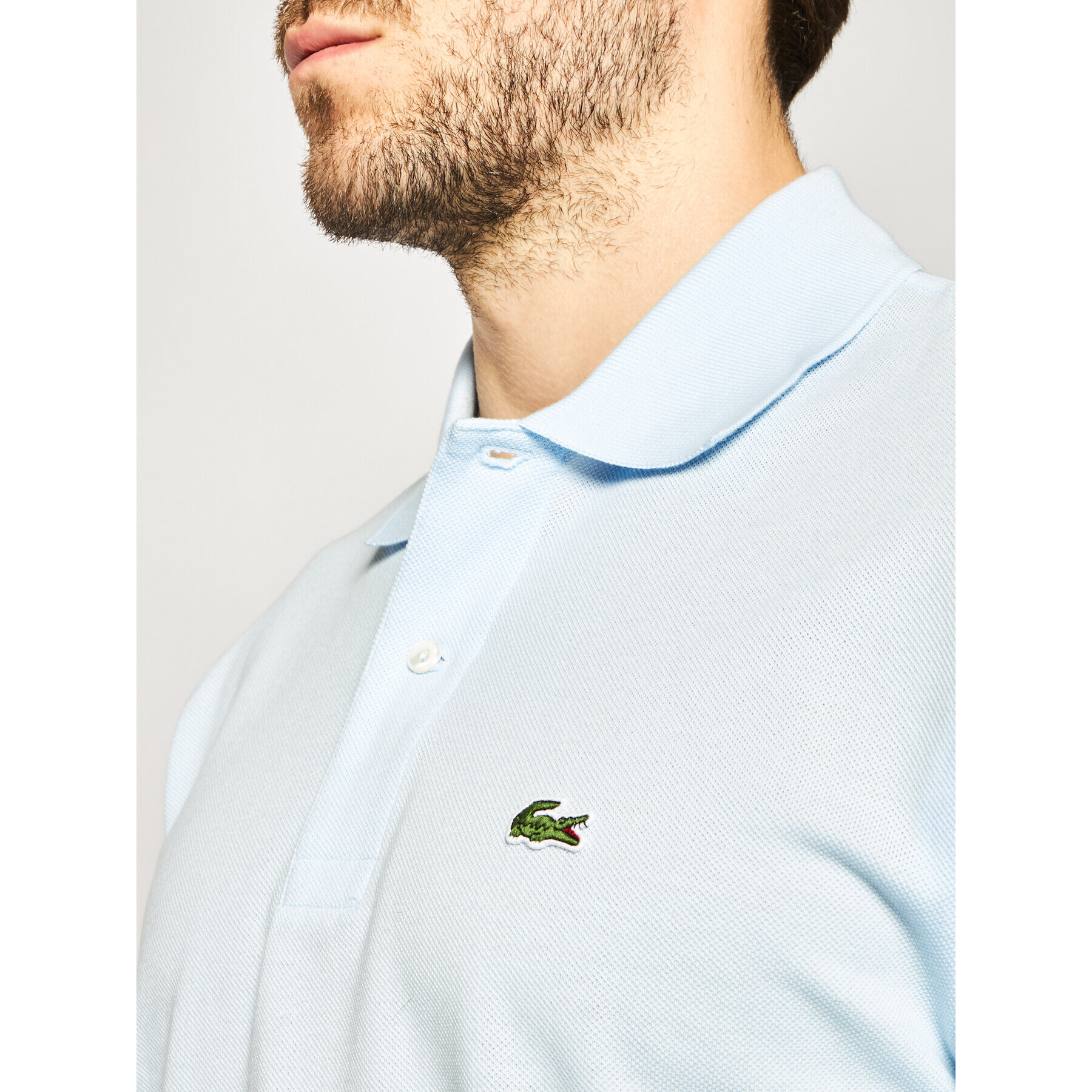 Lacoste Тениска с яка и копчета L1212 Син Classic Fit - Pepit.bg