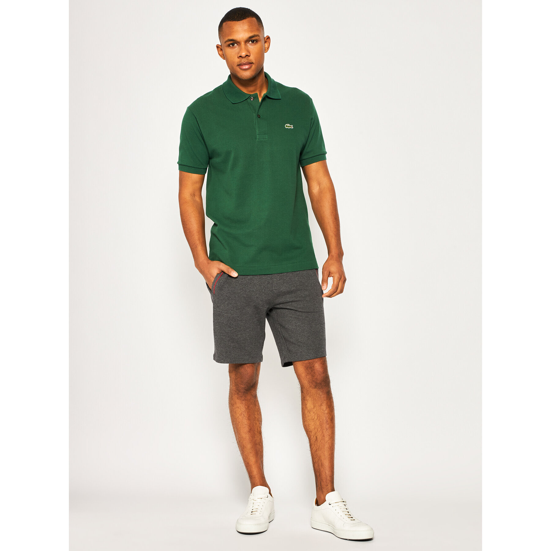 Lacoste Тениска с яка и копчета L1212 Зелен Regular Fit - Pepit.bg