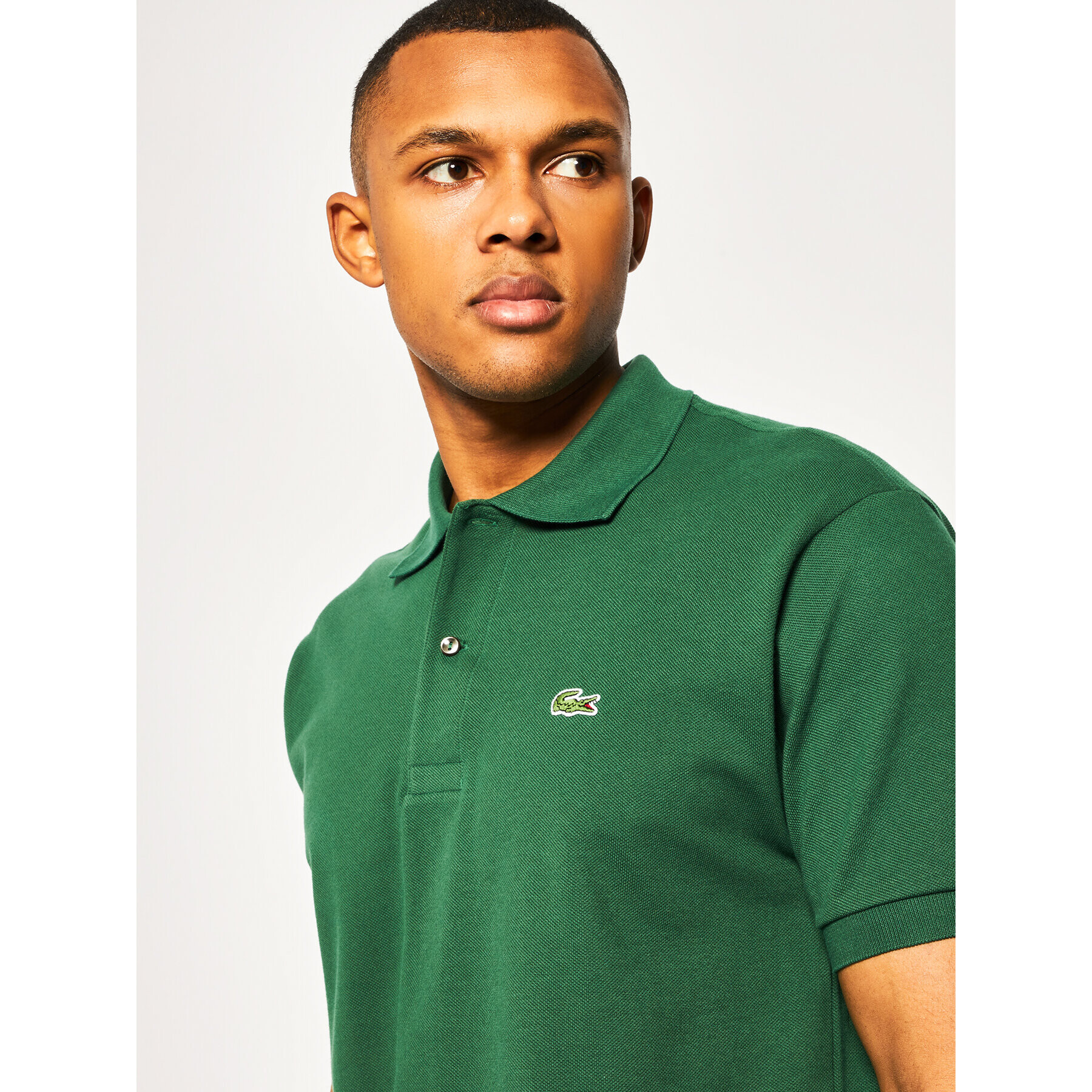 Lacoste Тениска с яка и копчета L1212 Зелен Regular Fit - Pepit.bg