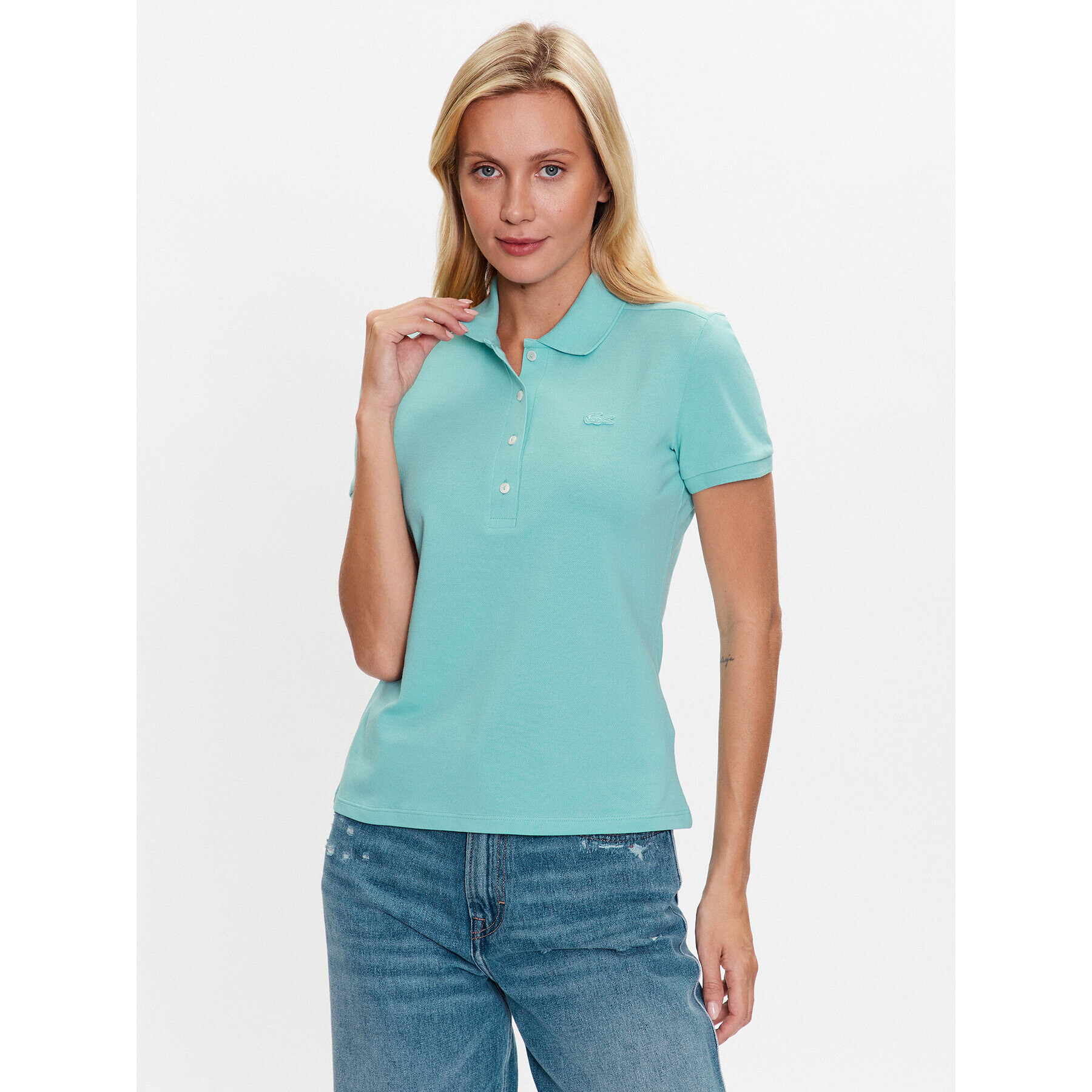 Lacoste Тениска с яка и копчета PF5462 Син Regular Fit - Pepit.bg