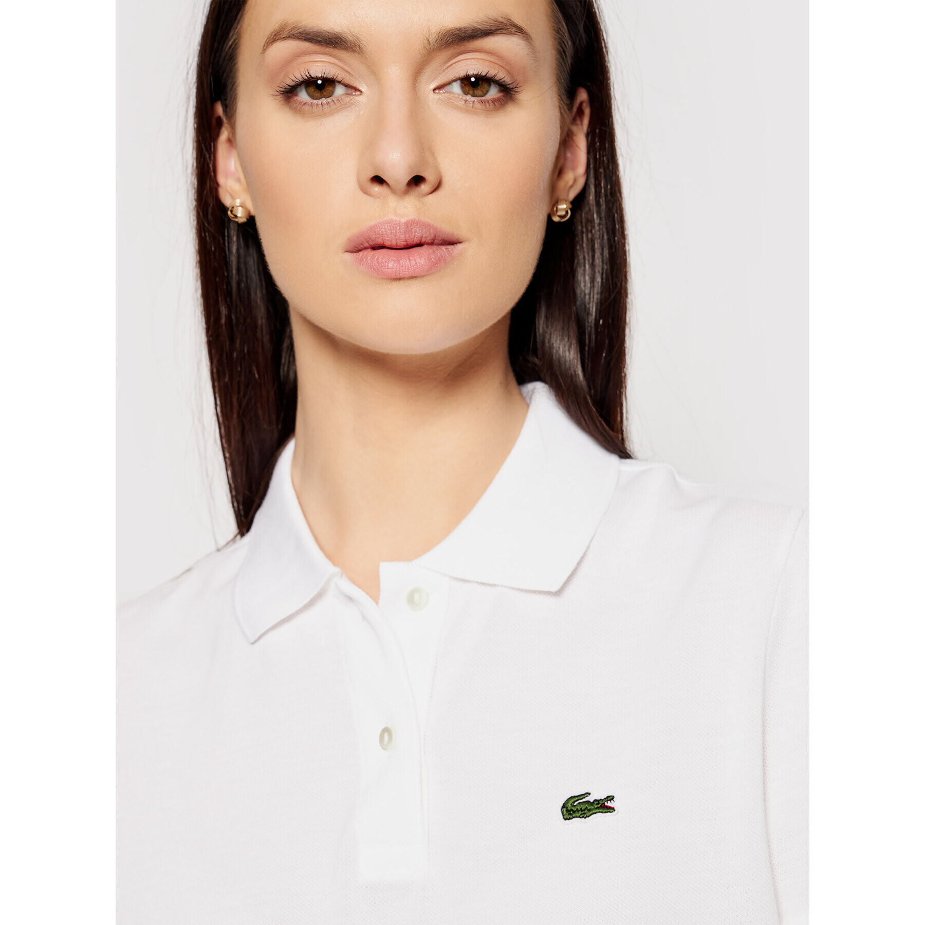 Lacoste Тениска с яка и копчета PF7839 Бял Classic Fit - Pepit.bg