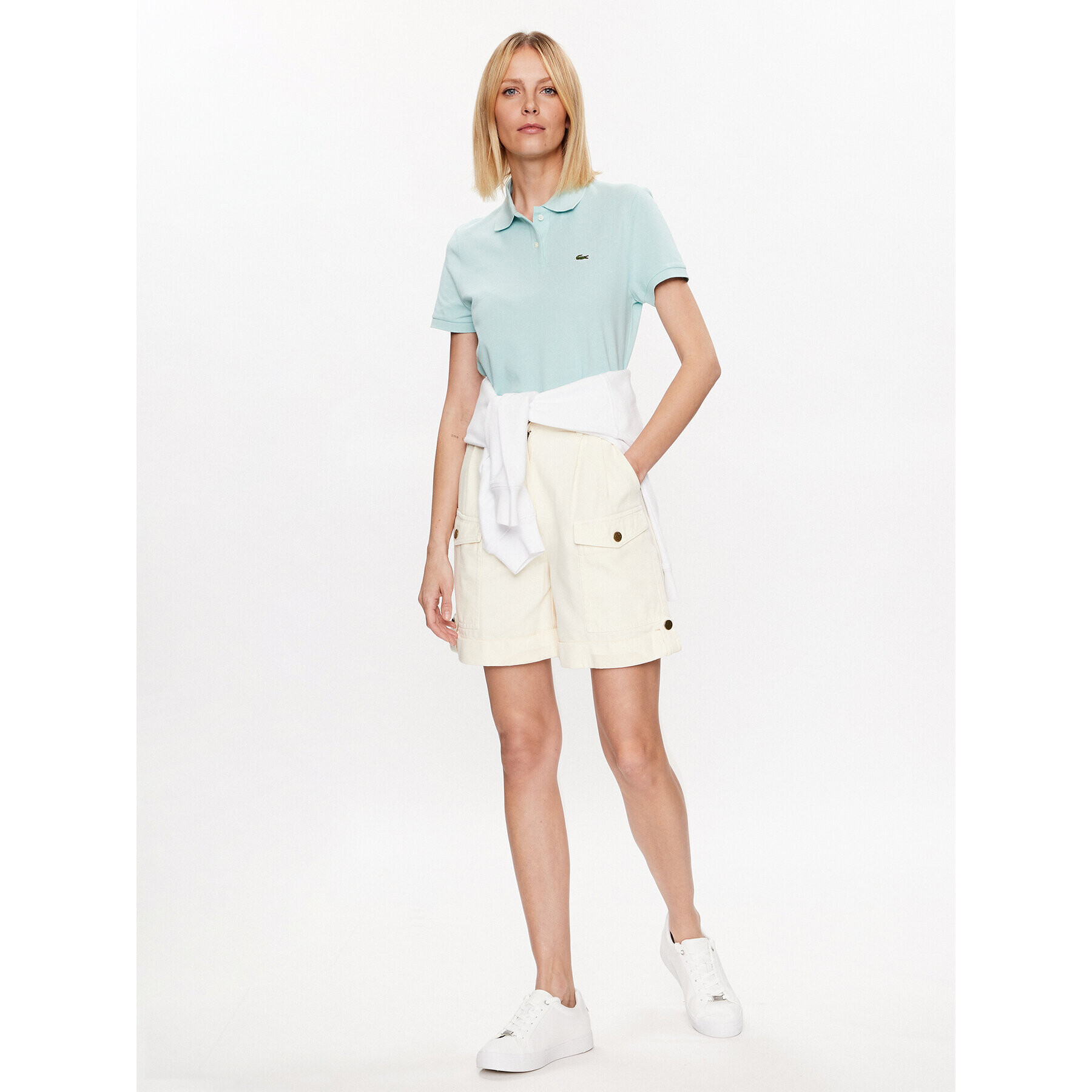 Lacoste Тениска с яка и копчета PF7839 Зелен Regular Fit - Pepit.bg