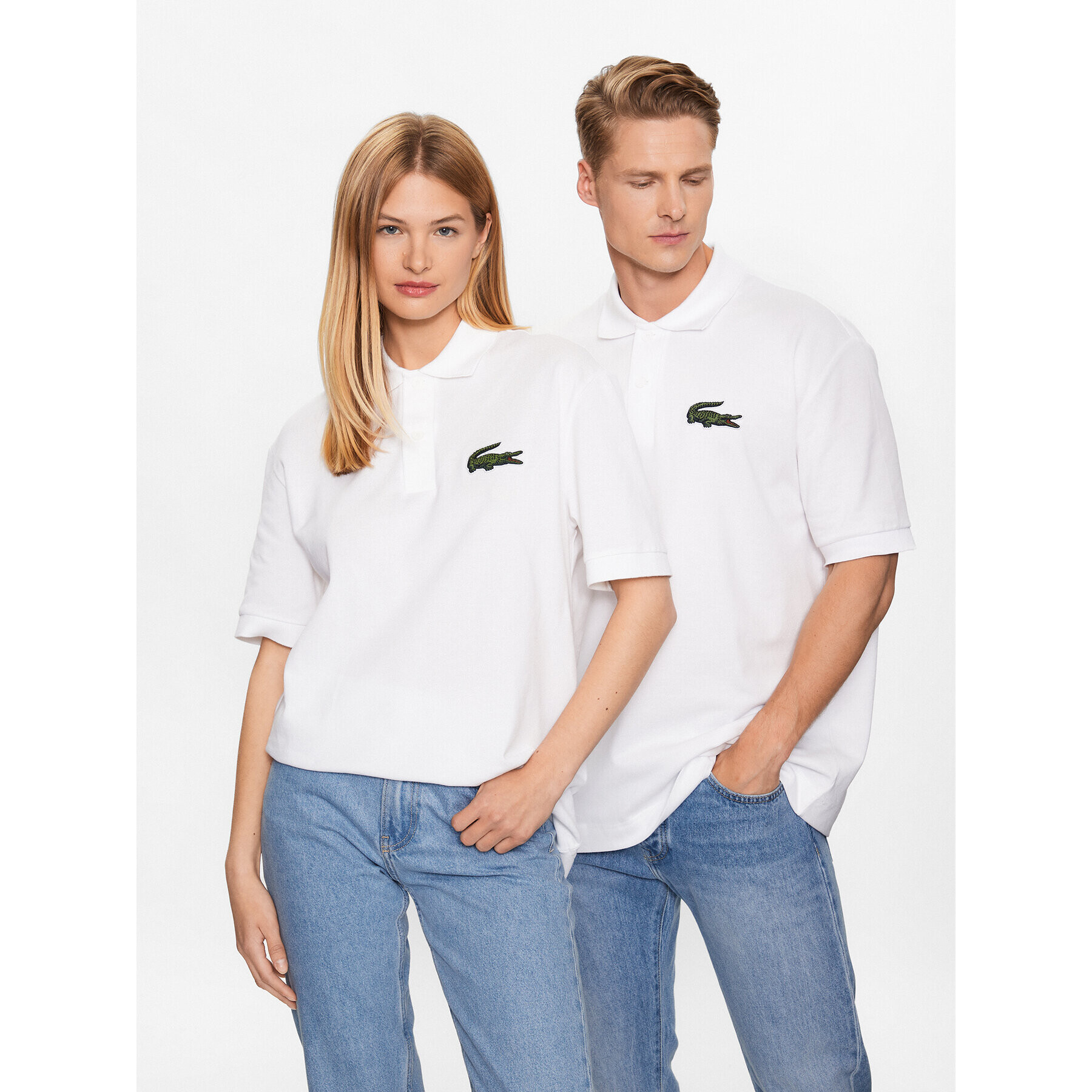 Lacoste Тениска с яка и копчета PH3922 Бял Regular Fit - Pepit.bg