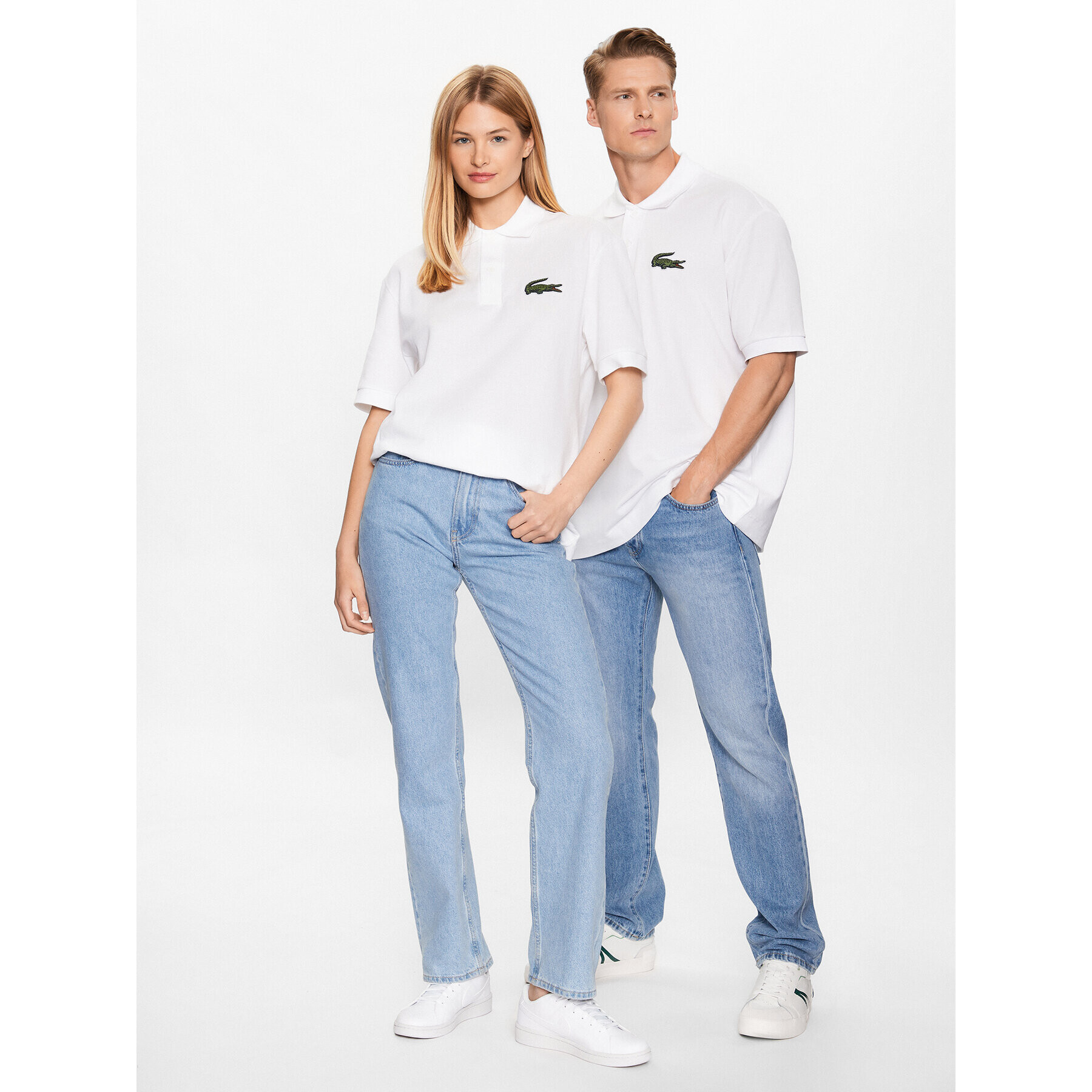 Lacoste Тениска с яка и копчета PH3922 Бял Regular Fit - Pepit.bg