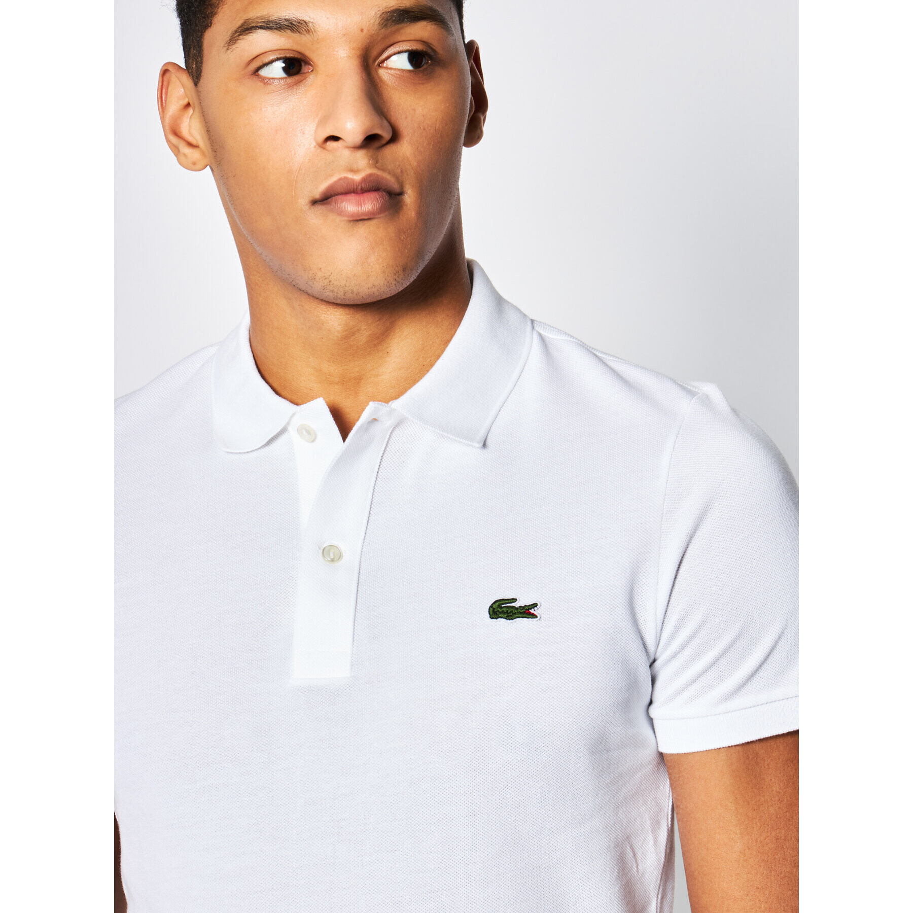 Lacoste Тениска с яка и копчета PH4012 Бял Slim Fit - Pepit.bg