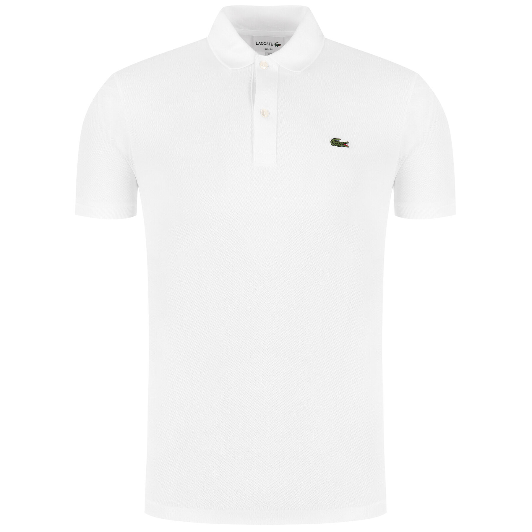 Lacoste Тениска с яка и копчета PH4012 Бял Slim Fit - Pepit.bg