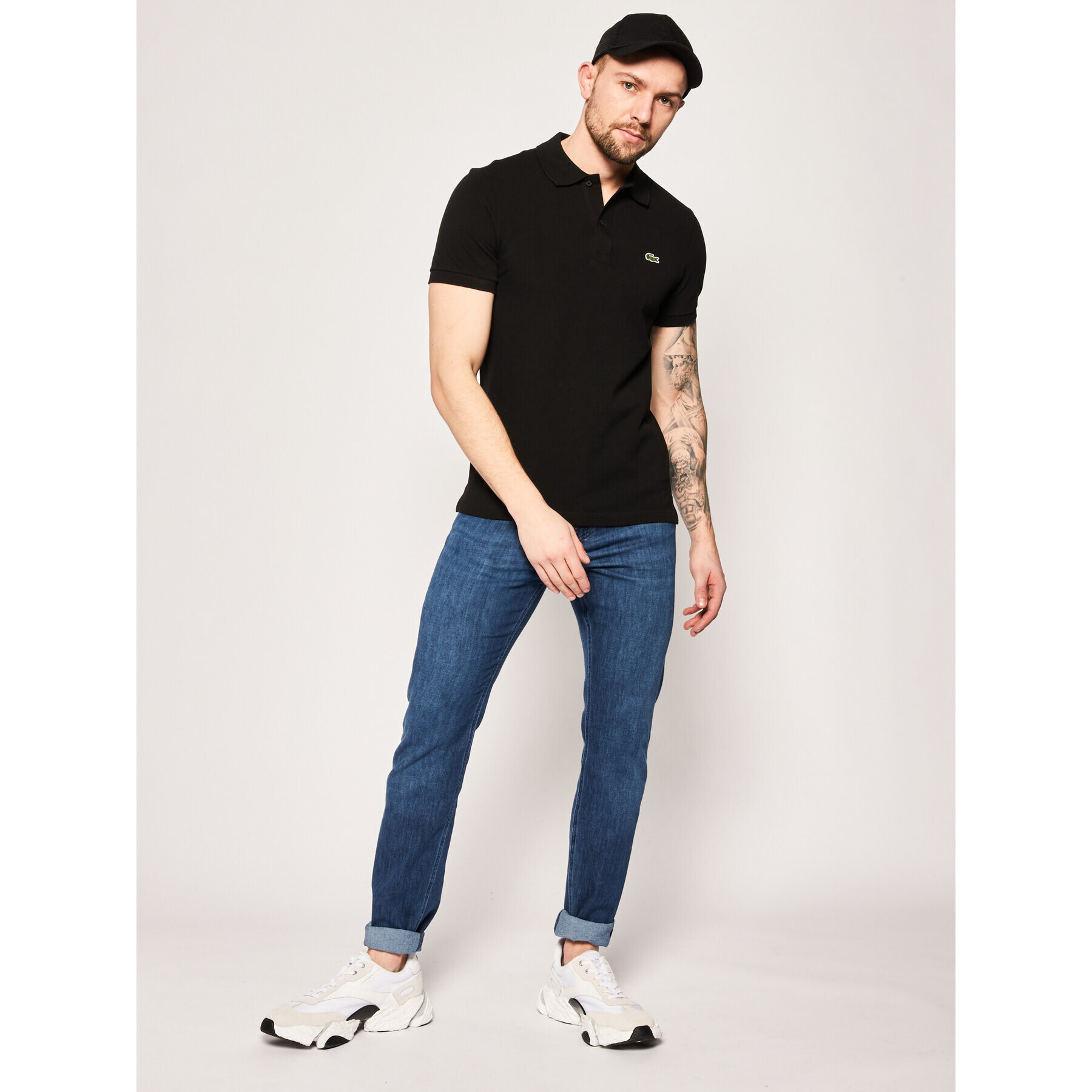 Lacoste Тениска с яка и копчета PH4012 Черен Slim Fit - Pepit.bg