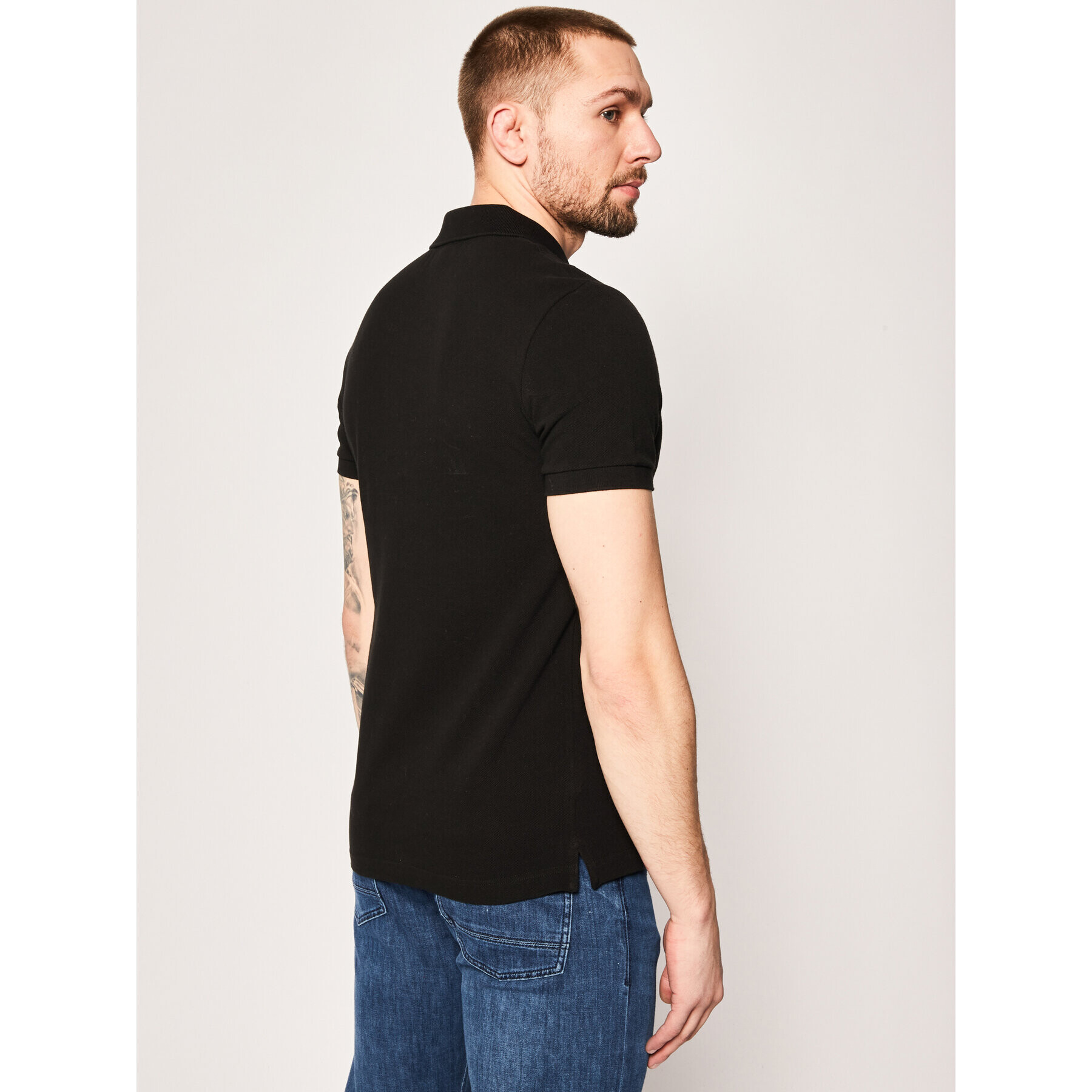 Lacoste Тениска с яка и копчета PH4012 Черен Slim Fit - Pepit.bg