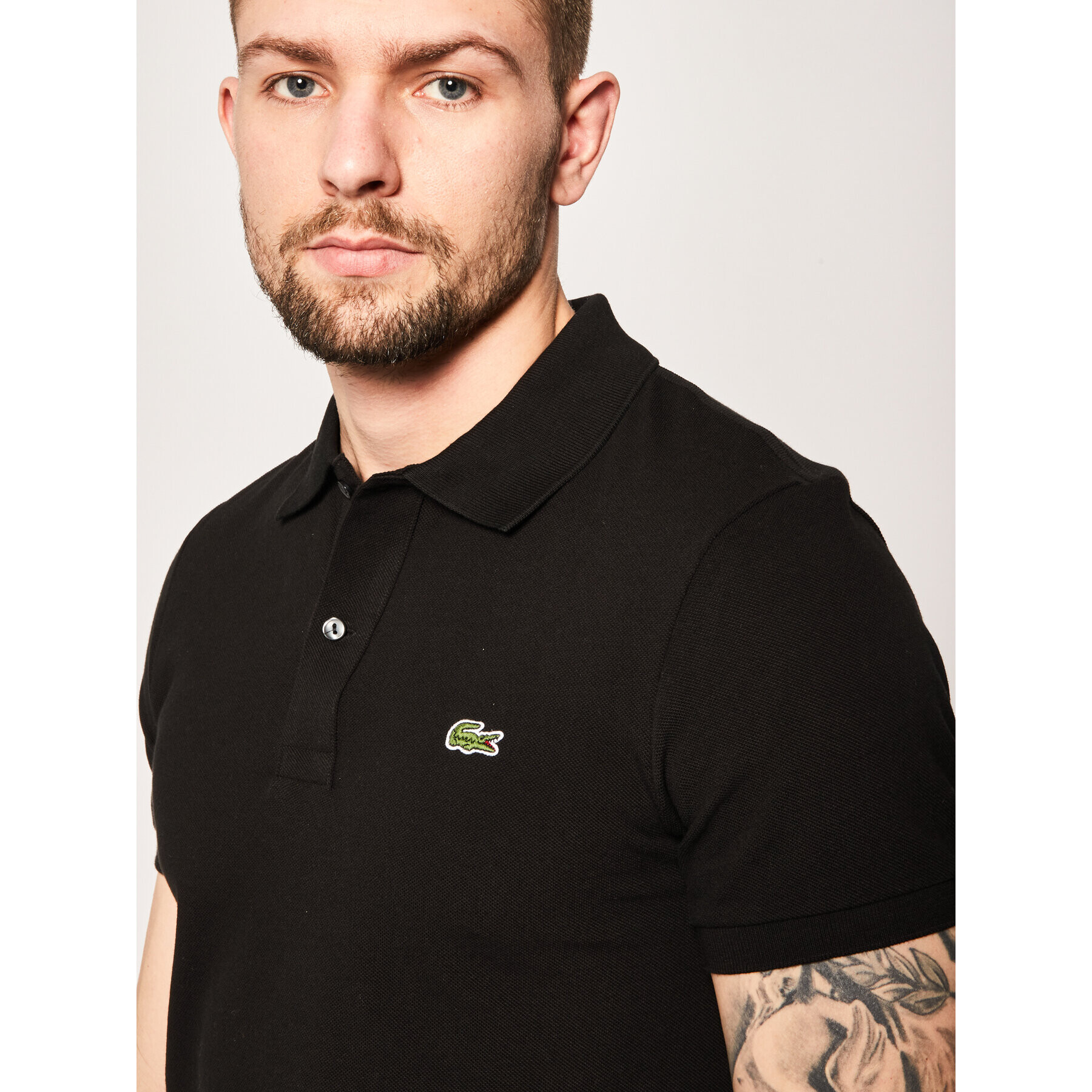 Lacoste Тениска с яка и копчета PH4012 Черен Slim Fit - Pepit.bg