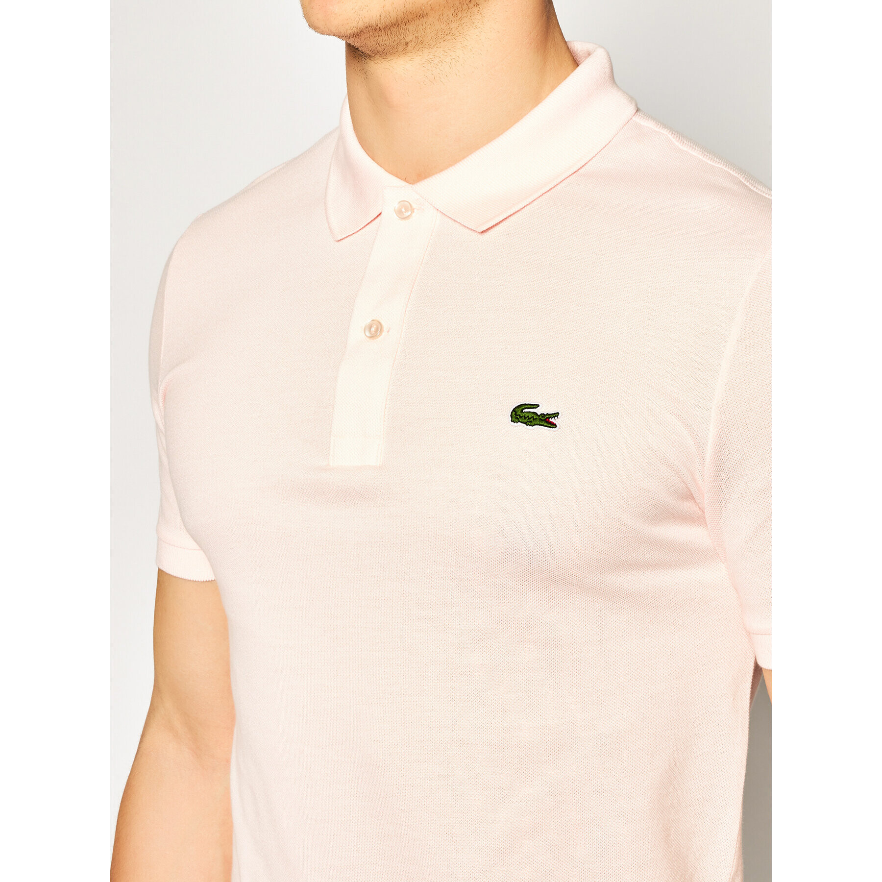 Lacoste Тениска с яка и копчета PH4012 Розов Slim Fit - Pepit.bg