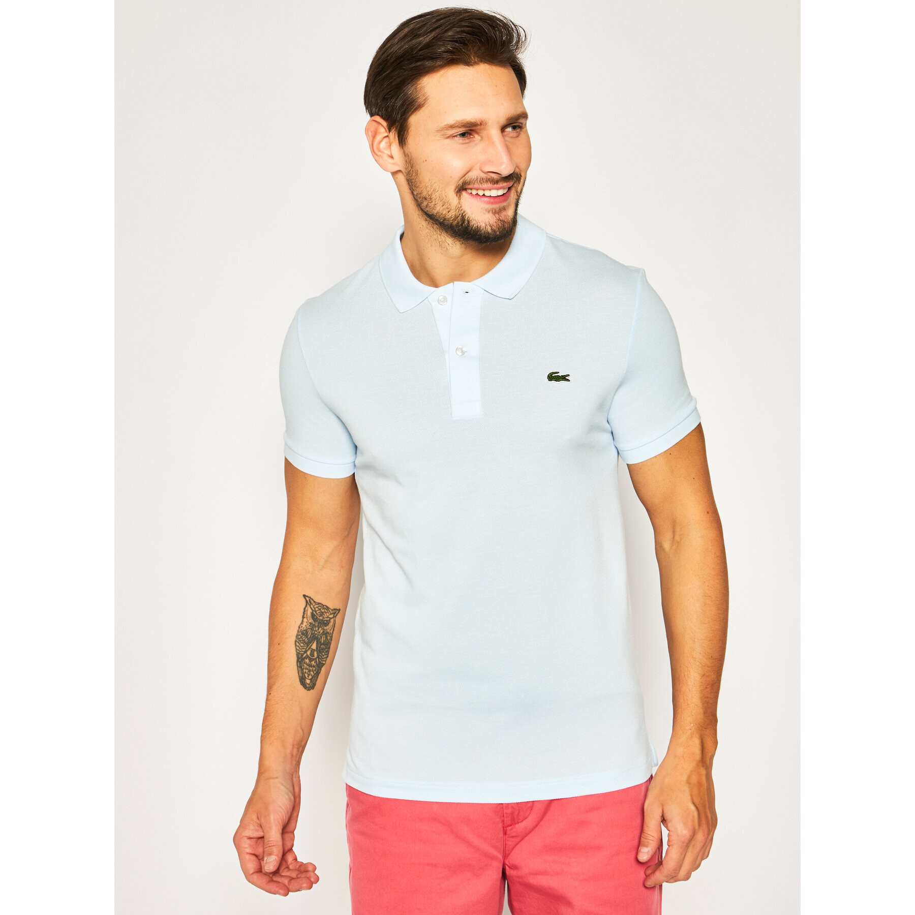 Lacoste Тениска с яка и копчета PH4012 Син Slim Fit - Pepit.bg