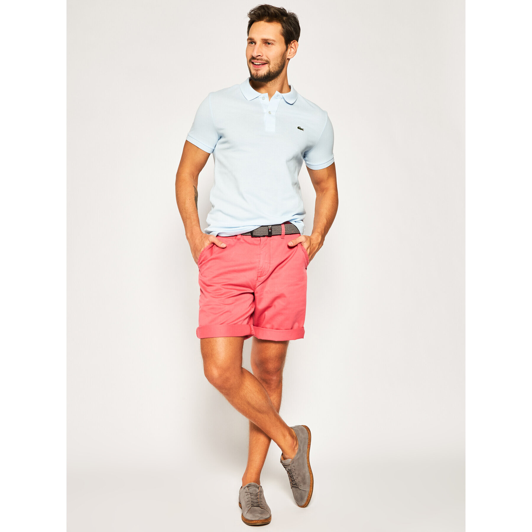 Lacoste Тениска с яка и копчета PH4012 Син Slim Fit - Pepit.bg