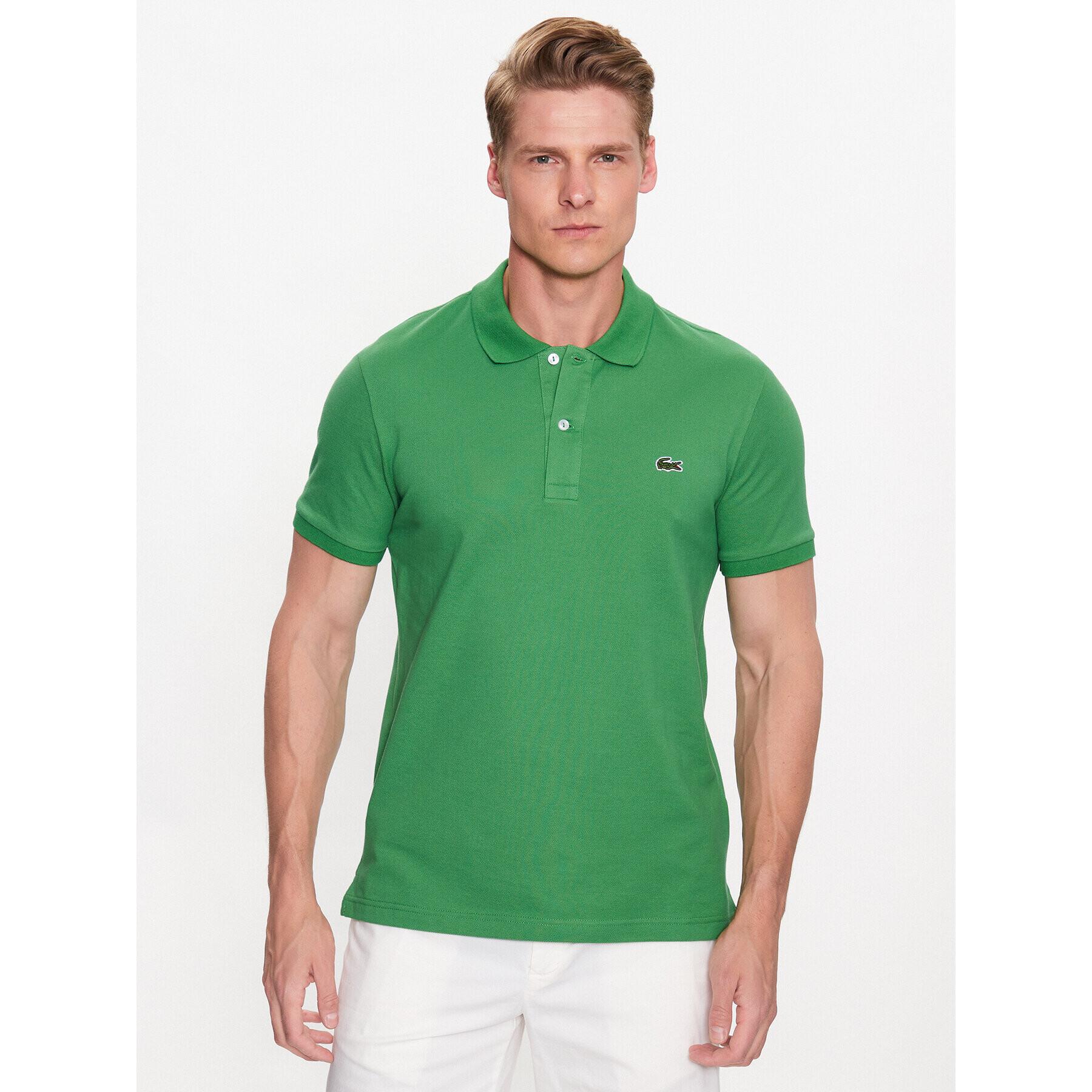 Lacoste Тениска с яка и копчета PH4012 Зелен Regular Fit - Pepit.bg