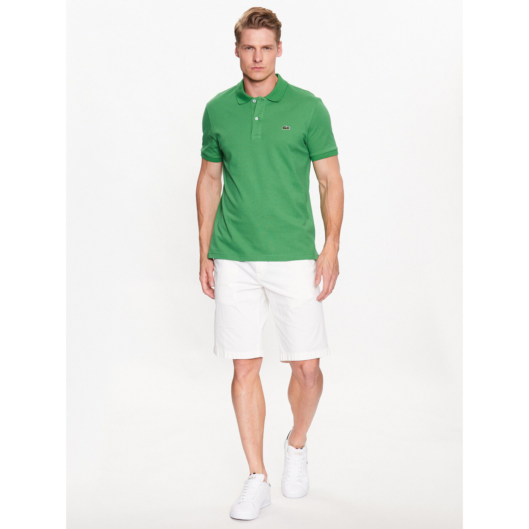 Lacoste Тениска с яка и копчета PH4012 Зелен Regular Fit - Pepit.bg