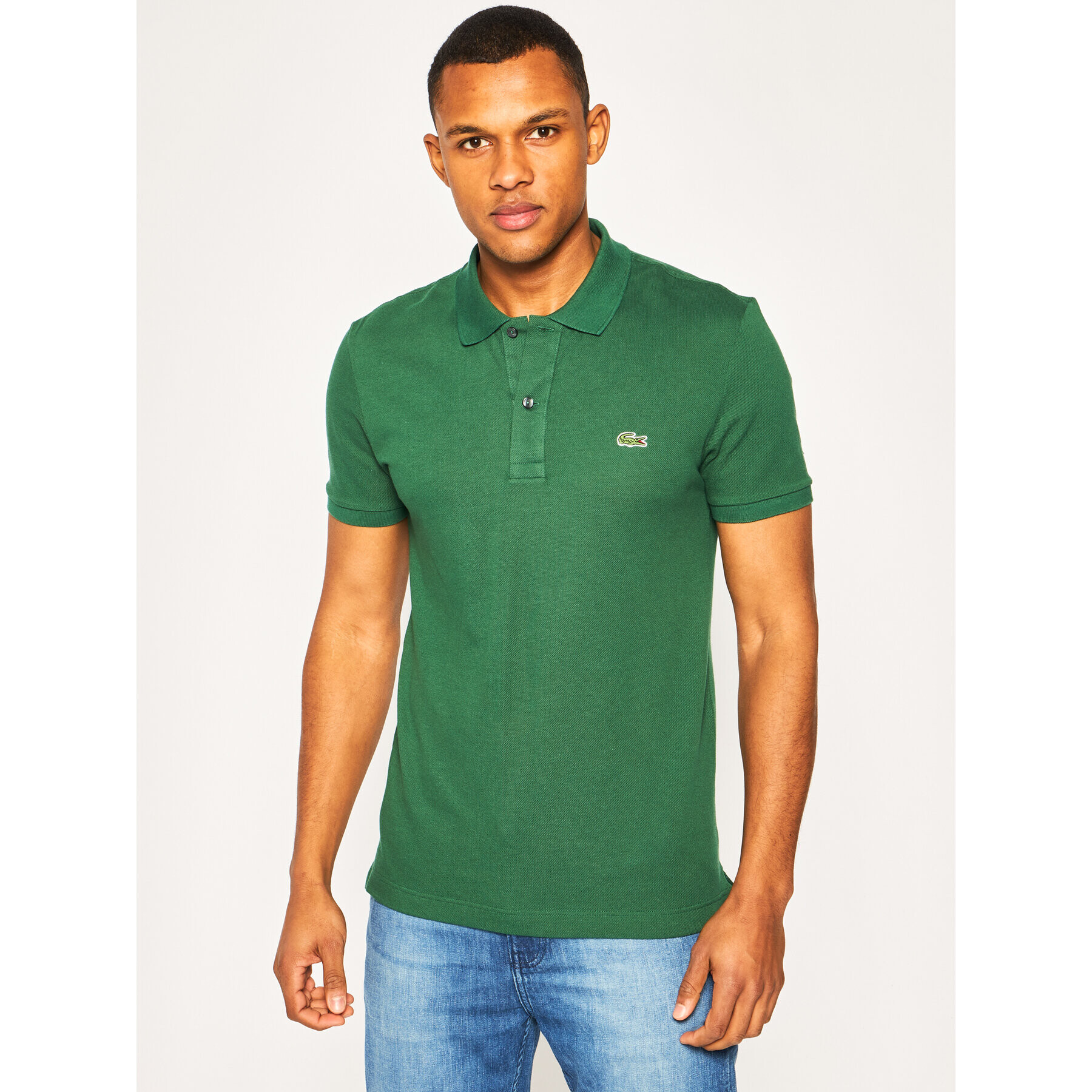 Lacoste Тениска с яка и копчета PH4012 Зелен Slim Fit - Pepit.bg