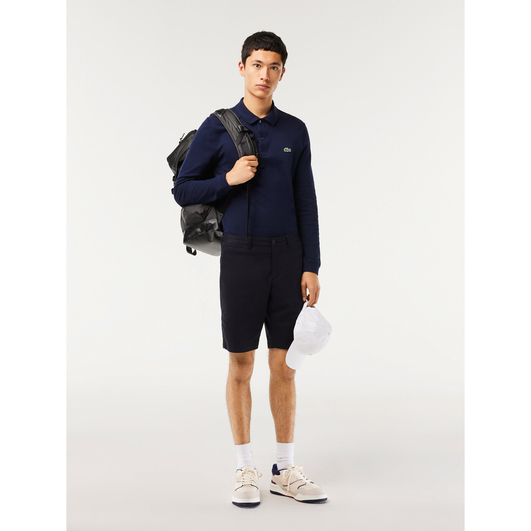 Lacoste Тениска с яка и копчета PH4013 Тъмносин Regular Fit - Pepit.bg