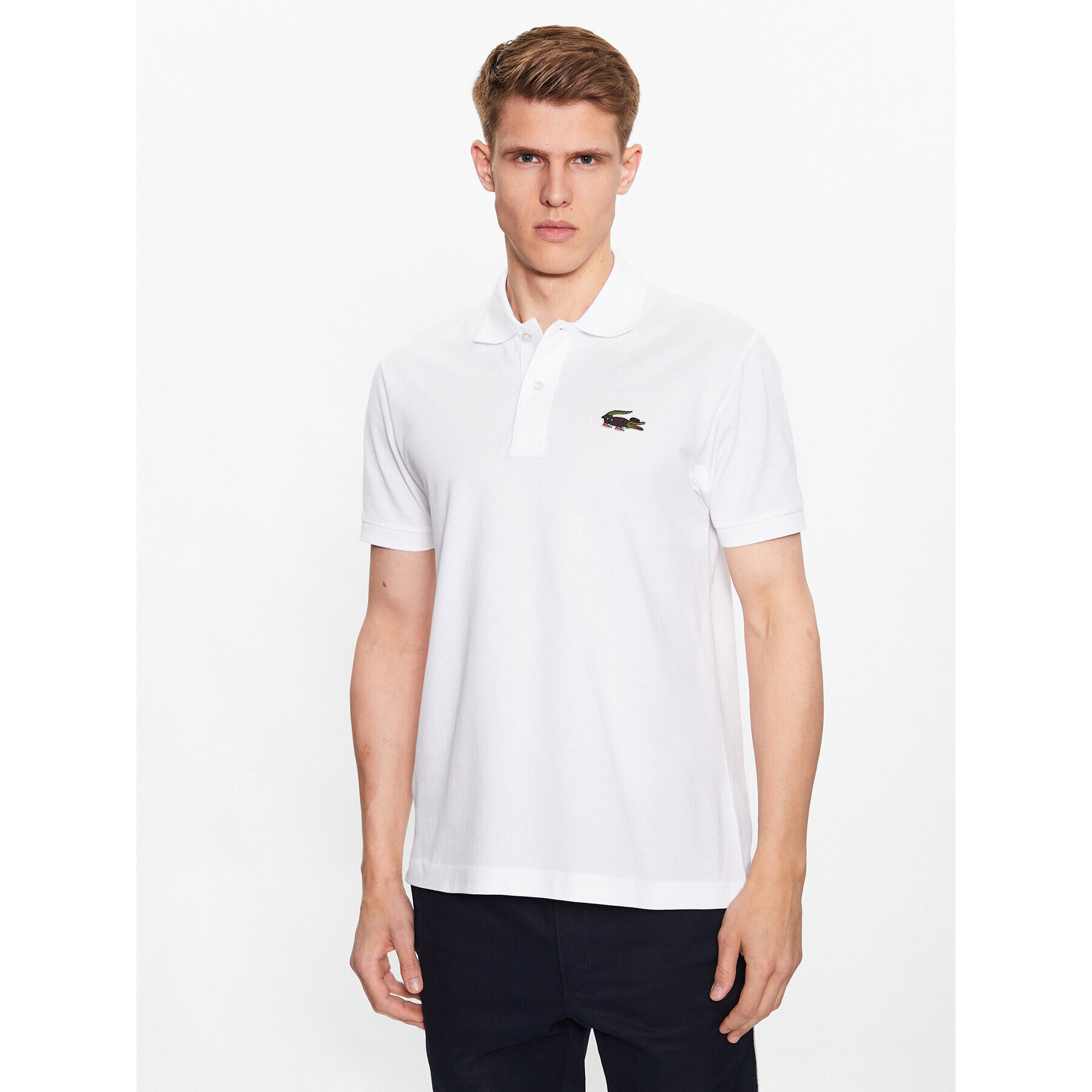 Lacoste Тениска с яка и копчета PH7057 Бял Regular Fit - Pepit.bg