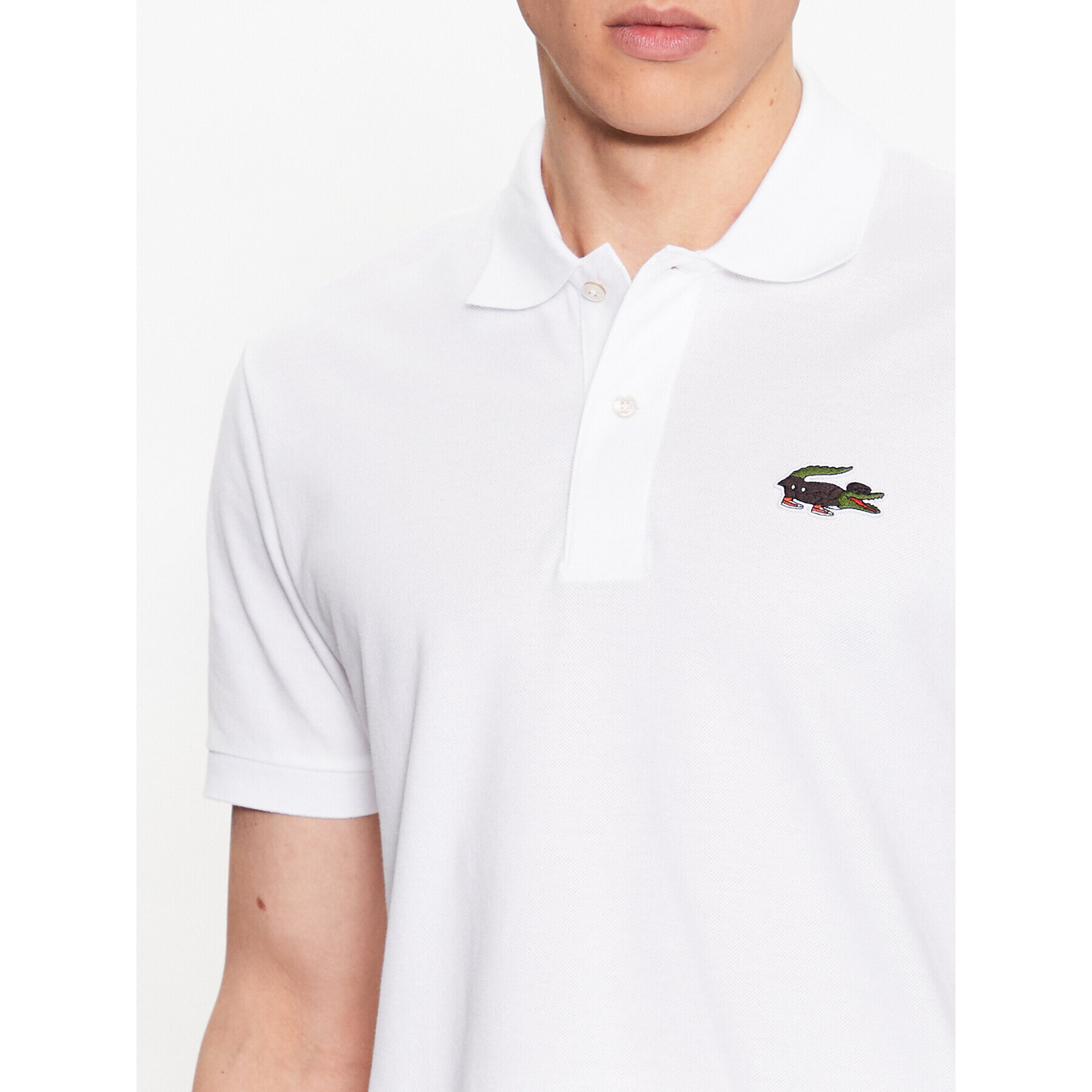 Lacoste Тениска с яка и копчета PH7057 Бял Regular Fit - Pepit.bg