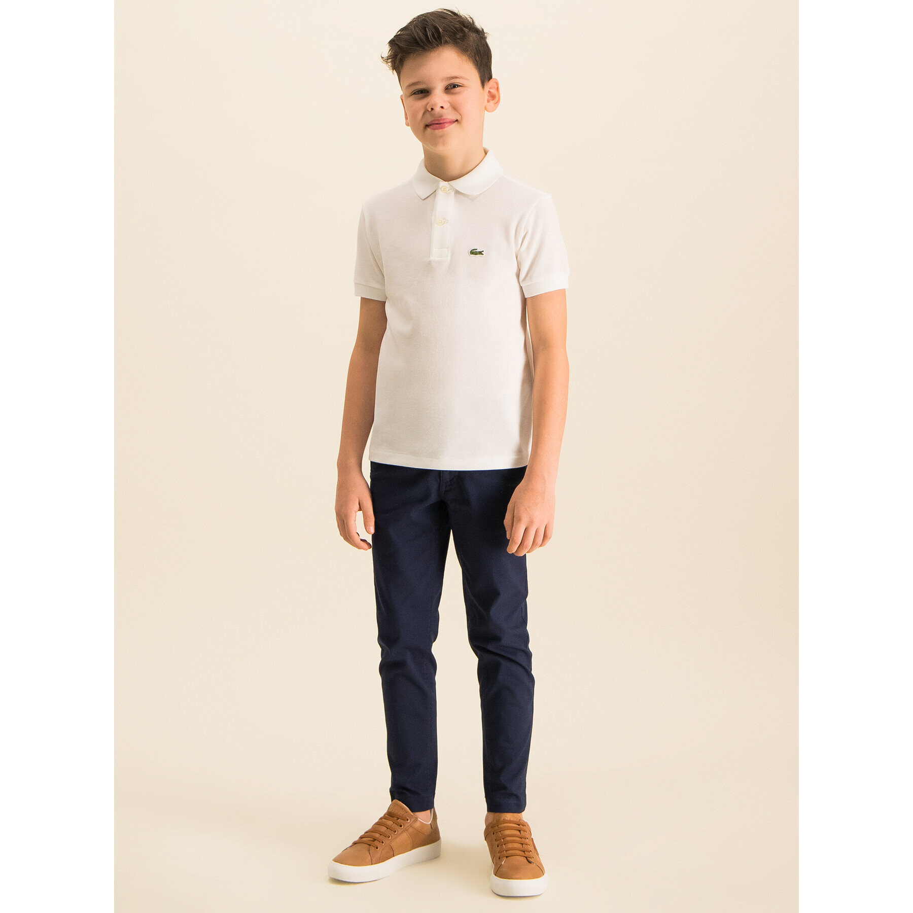 Lacoste Тениска с яка и копчета PJ2909 Бял Regular Fit - Pepit.bg