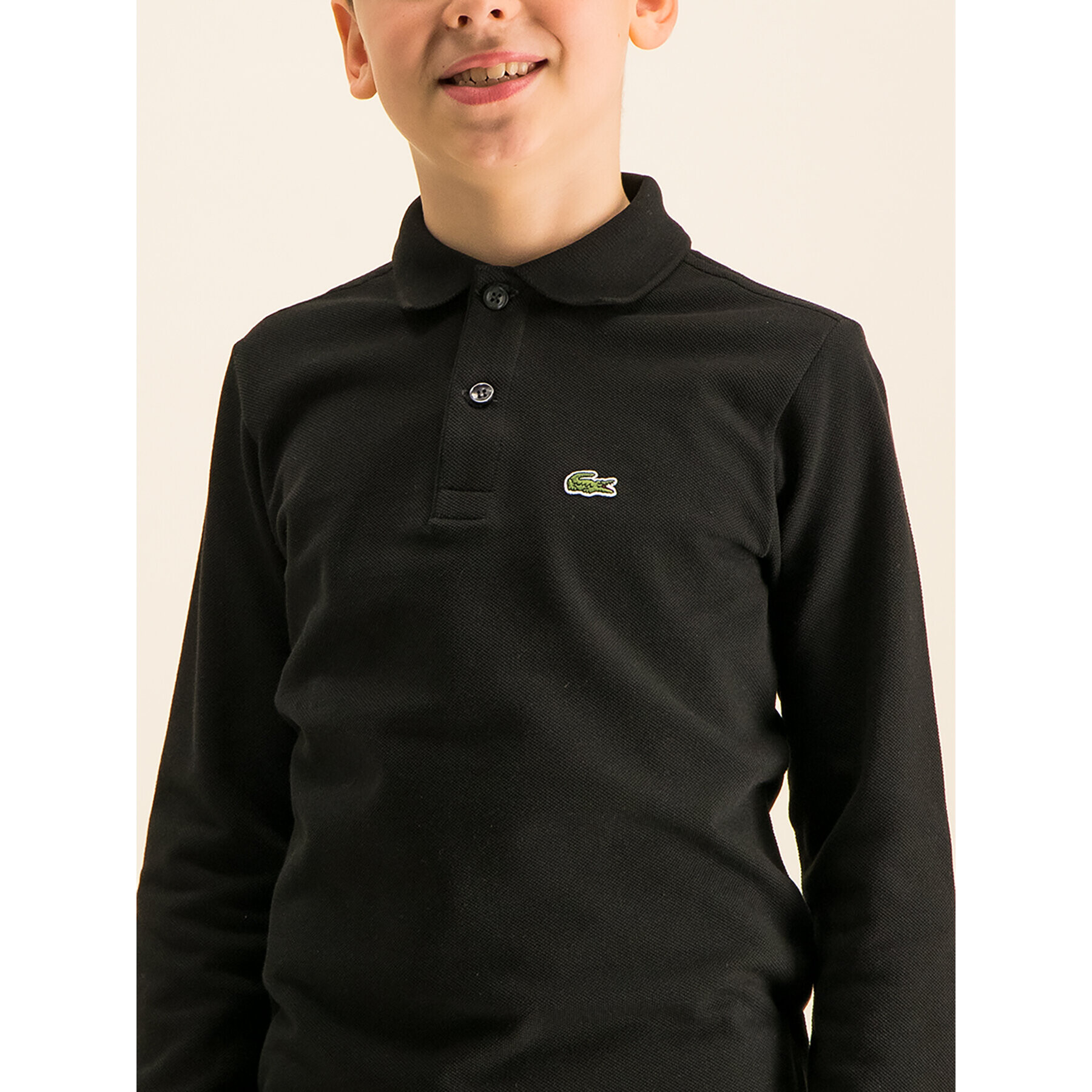 Lacoste Тениска с яка и копчета PJ8915 Черен Regular Fit - Pepit.bg