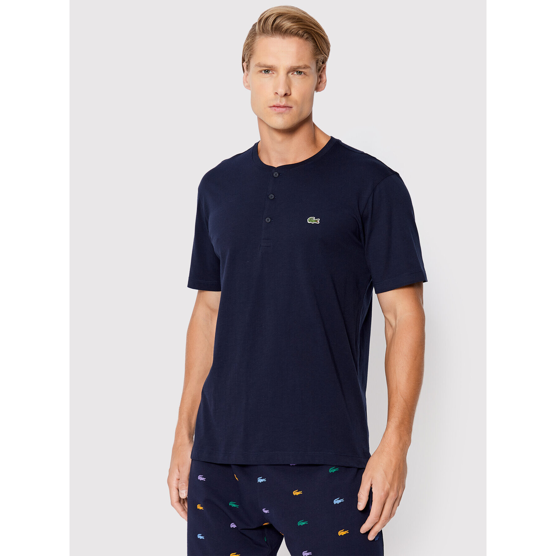 Lacoste Тениска с яка и копчета TH0884 Тъмносин Regular Fit - Pepit.bg