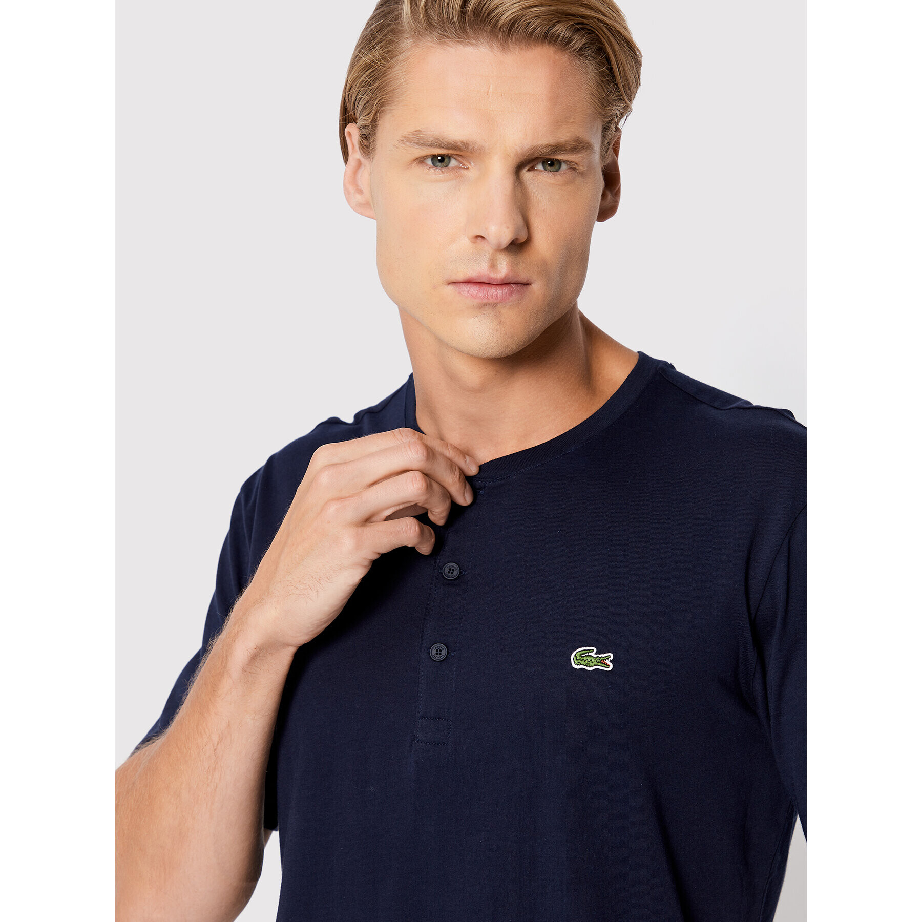 Lacoste Тениска с яка и копчета TH0884 Тъмносин Regular Fit - Pepit.bg