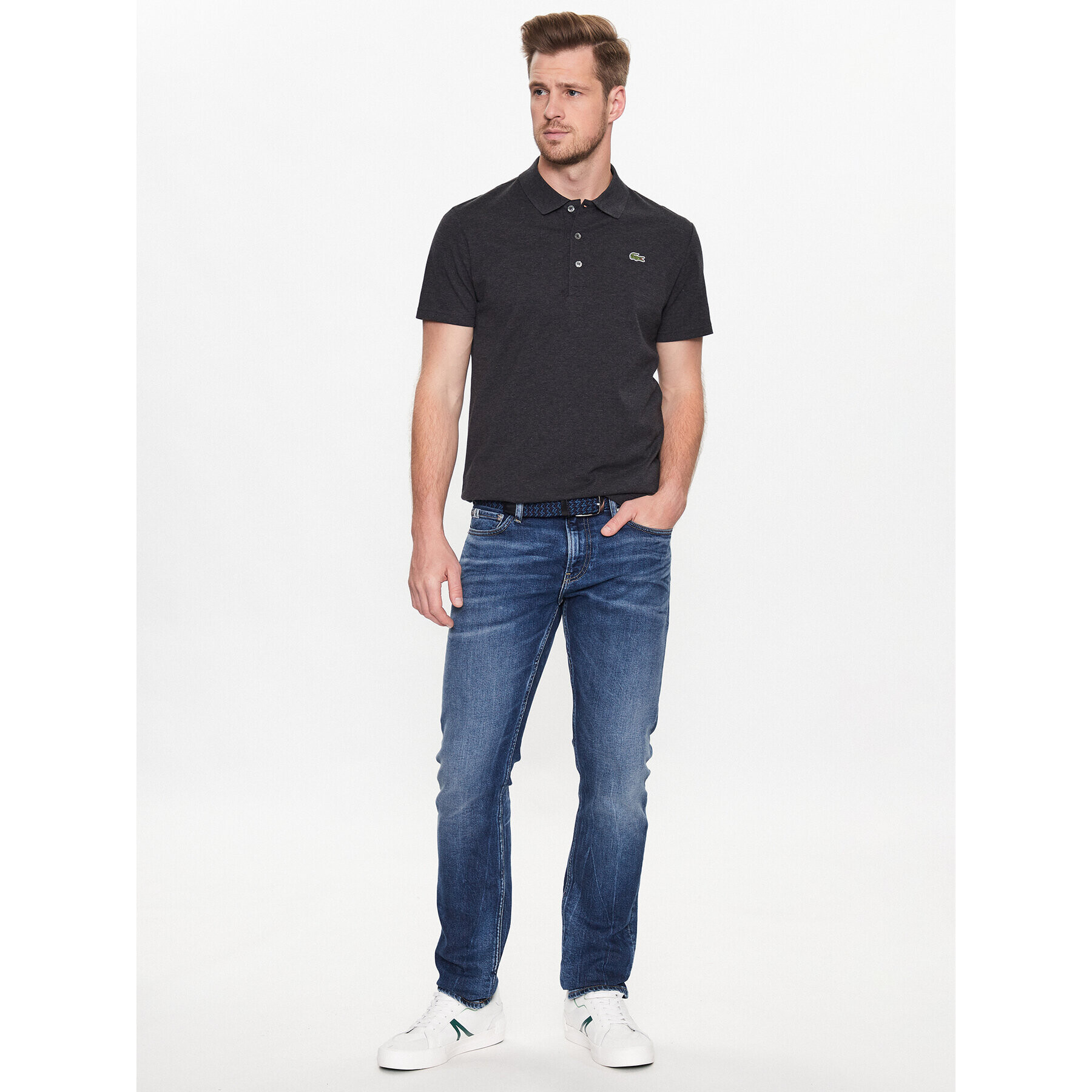 Lacoste Тениска с яка и копчета YH4801 Черен Regular Fit - Pepit.bg