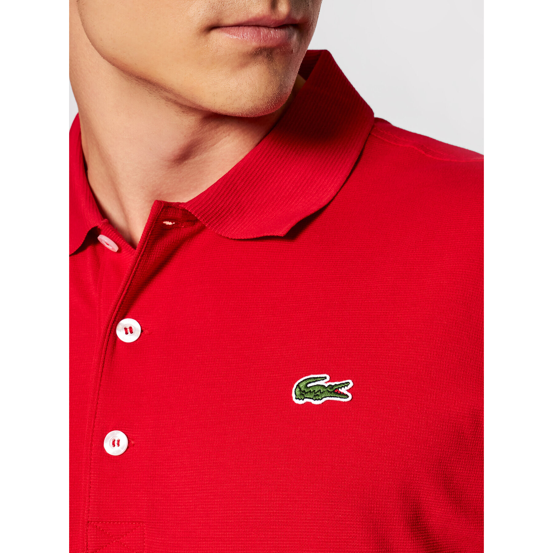 Lacoste Тениска с яка и копчета YH4801 Червен Slim Fit - Pepit.bg