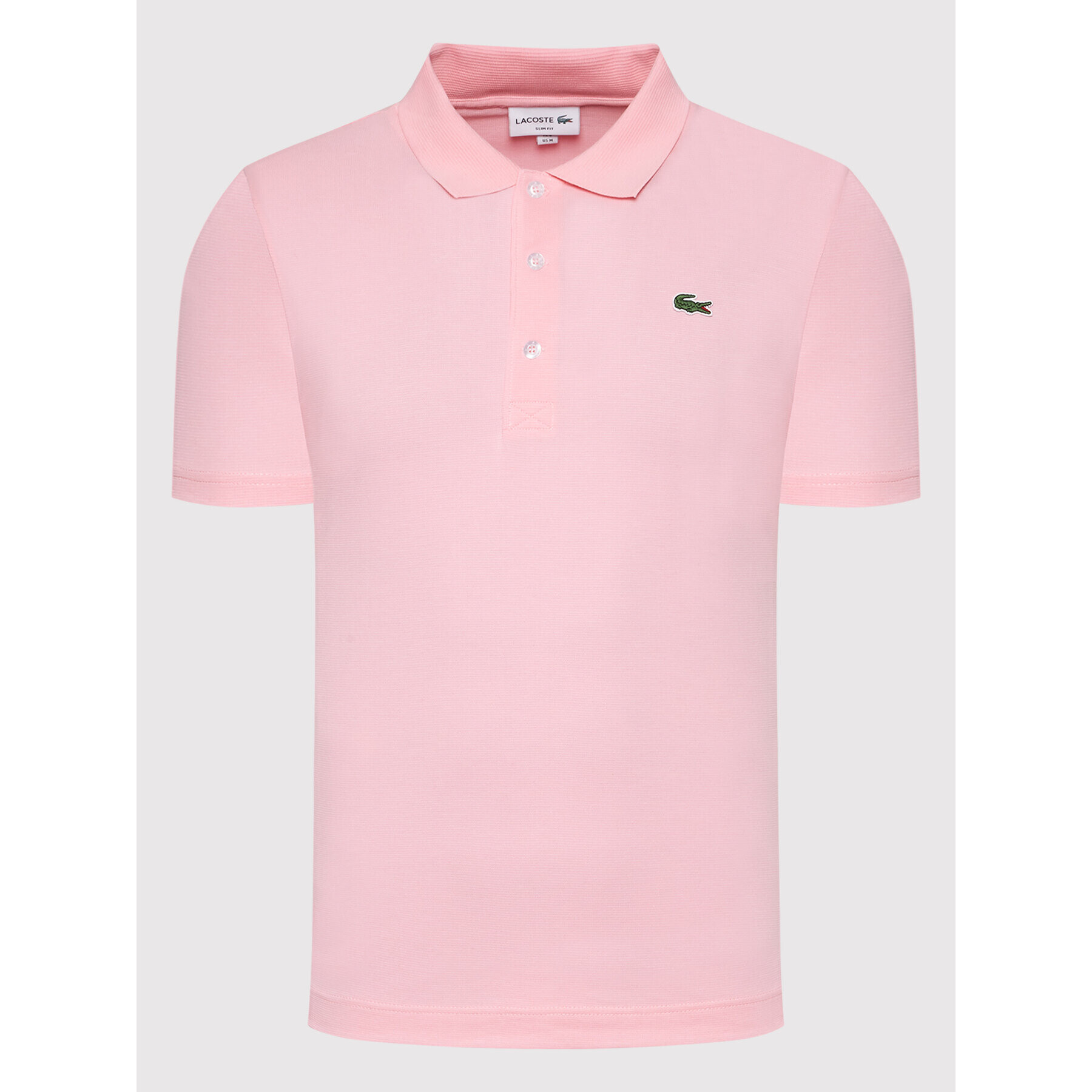 Lacoste Тениска с яка и копчета YH4801 Розов Slim Fit - Pepit.bg