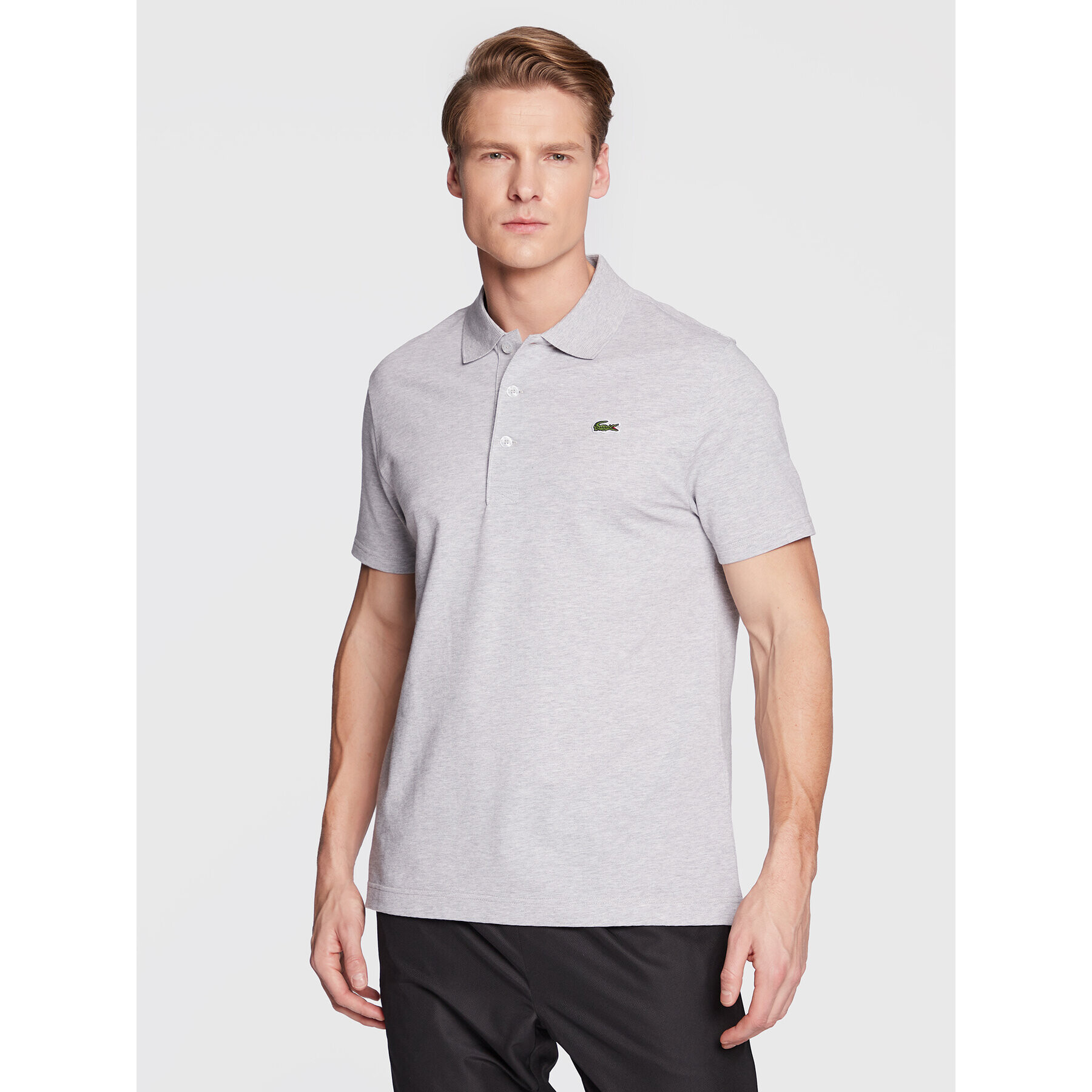 Lacoste Тениска с яка и копчета YH4801 Сив Slim Fit - Pepit.bg