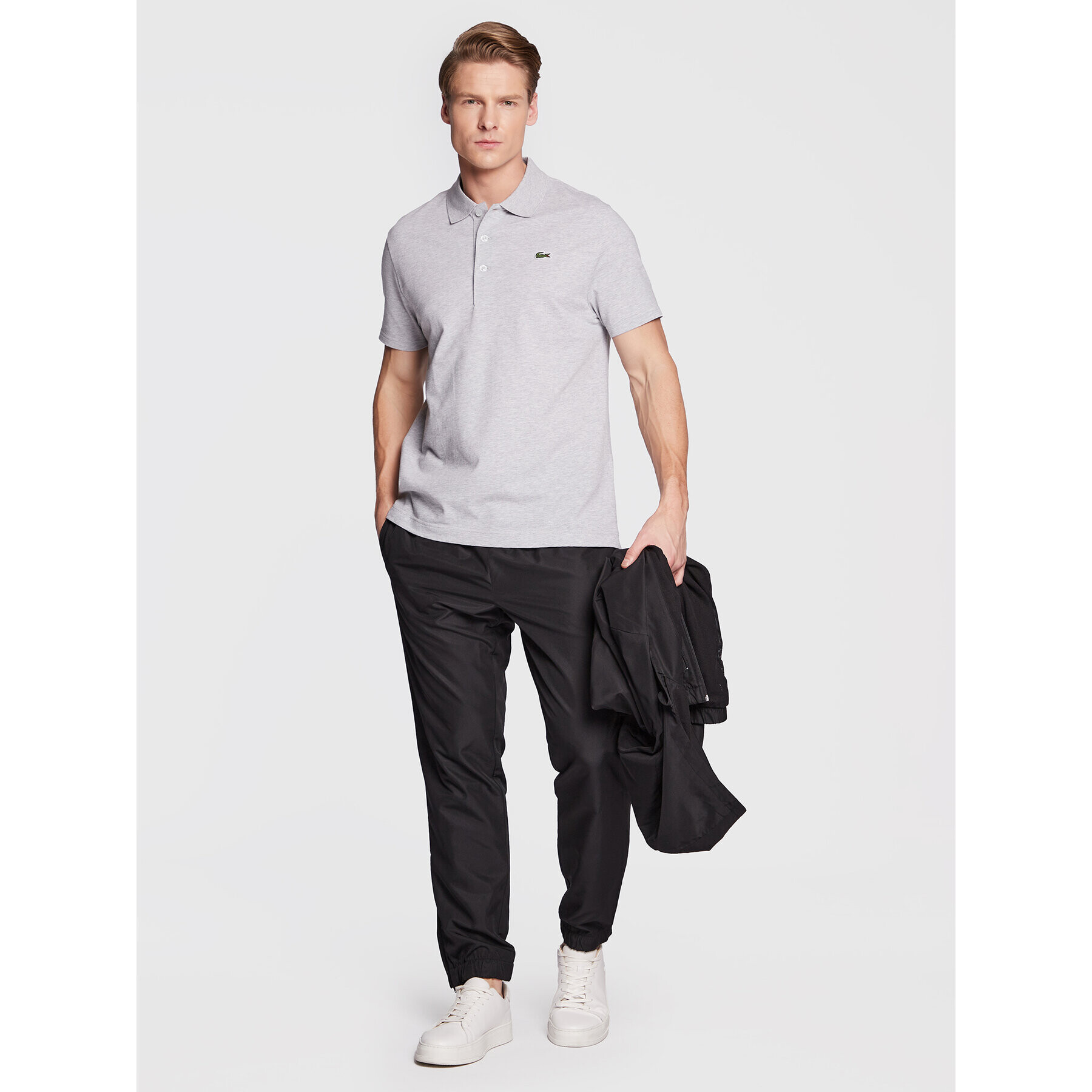 Lacoste Тениска с яка и копчета YH4801 Сив Slim Fit - Pepit.bg