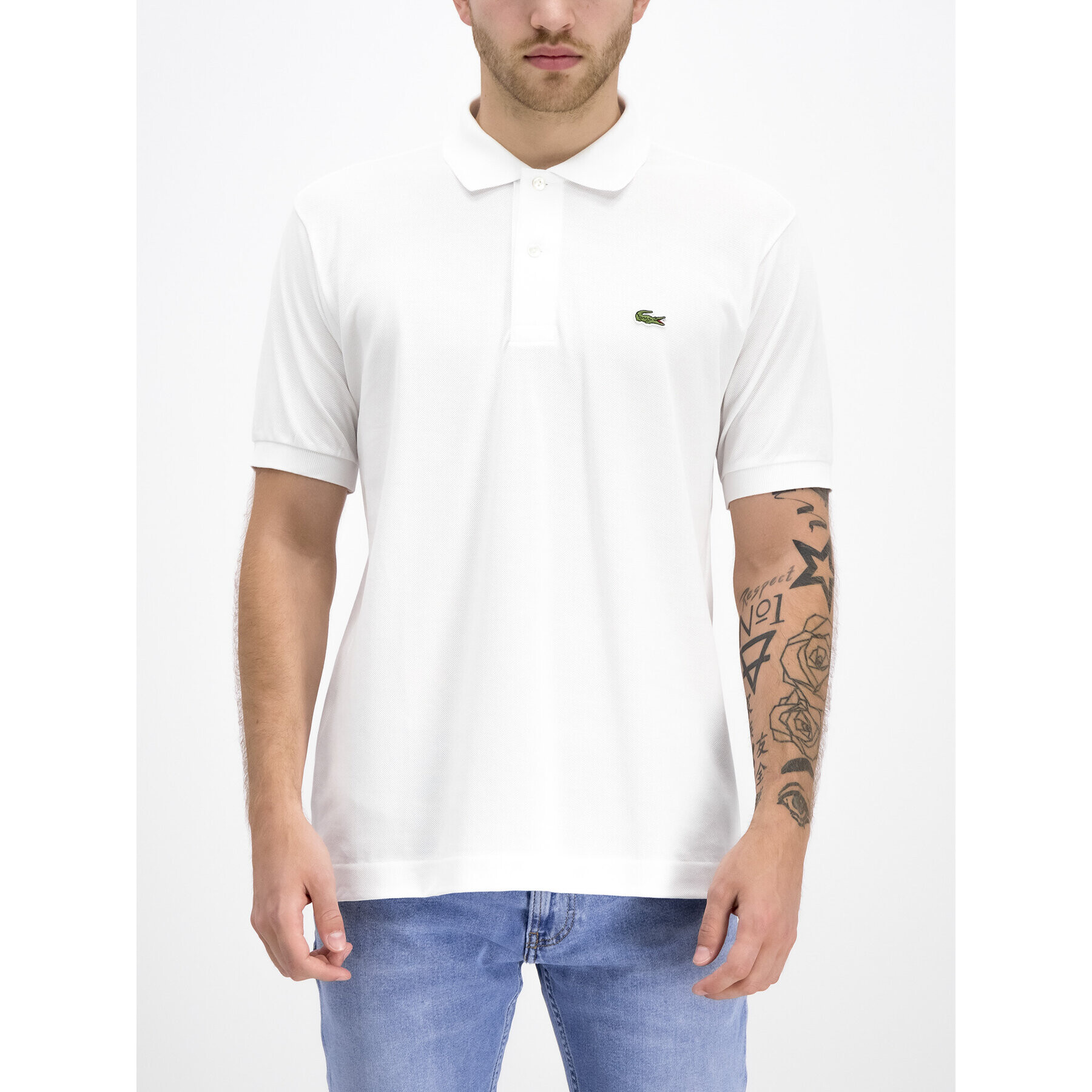 Lacoste Тениска с яка и копчета L1212 Бял Classic Fit - Pepit.bg