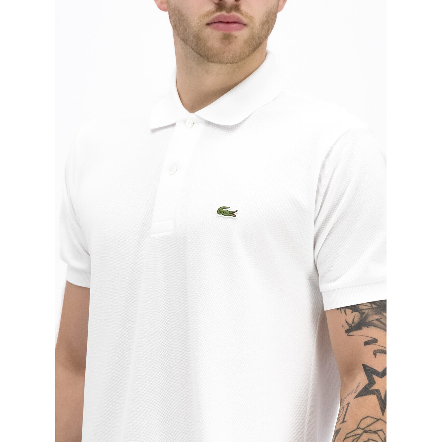 Lacoste Тениска с яка и копчета L1212 Бял Classic Fit - Pepit.bg