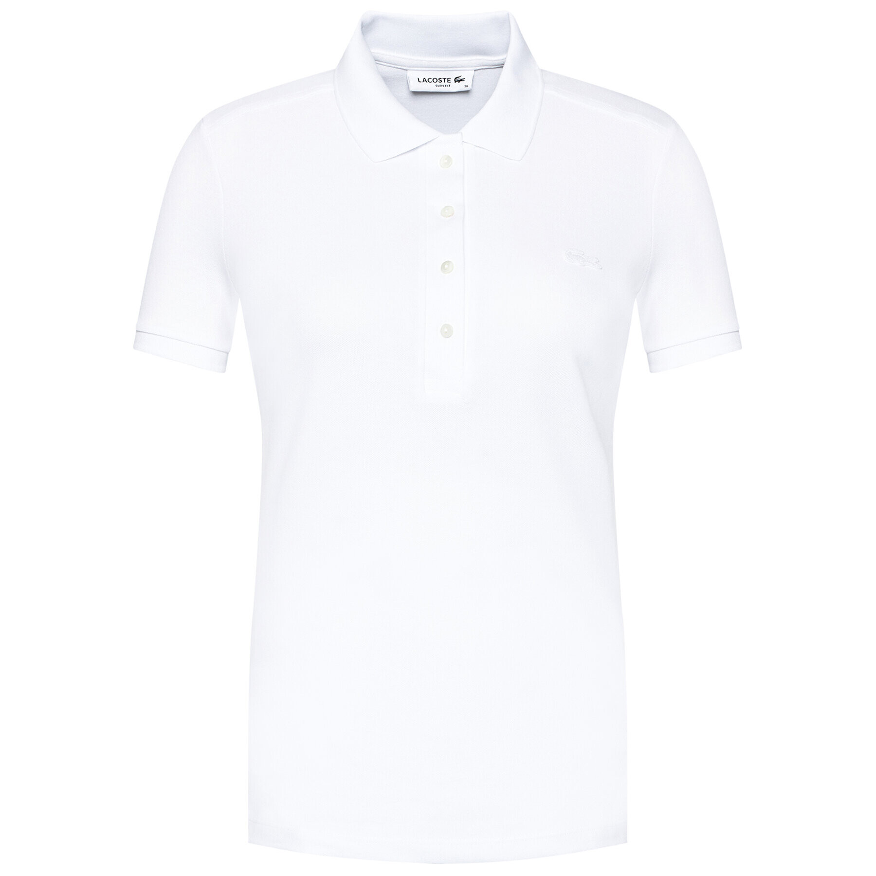 Lacoste Тениска с яка и копчета PF5462 Бял Slim Fit - Pepit.bg