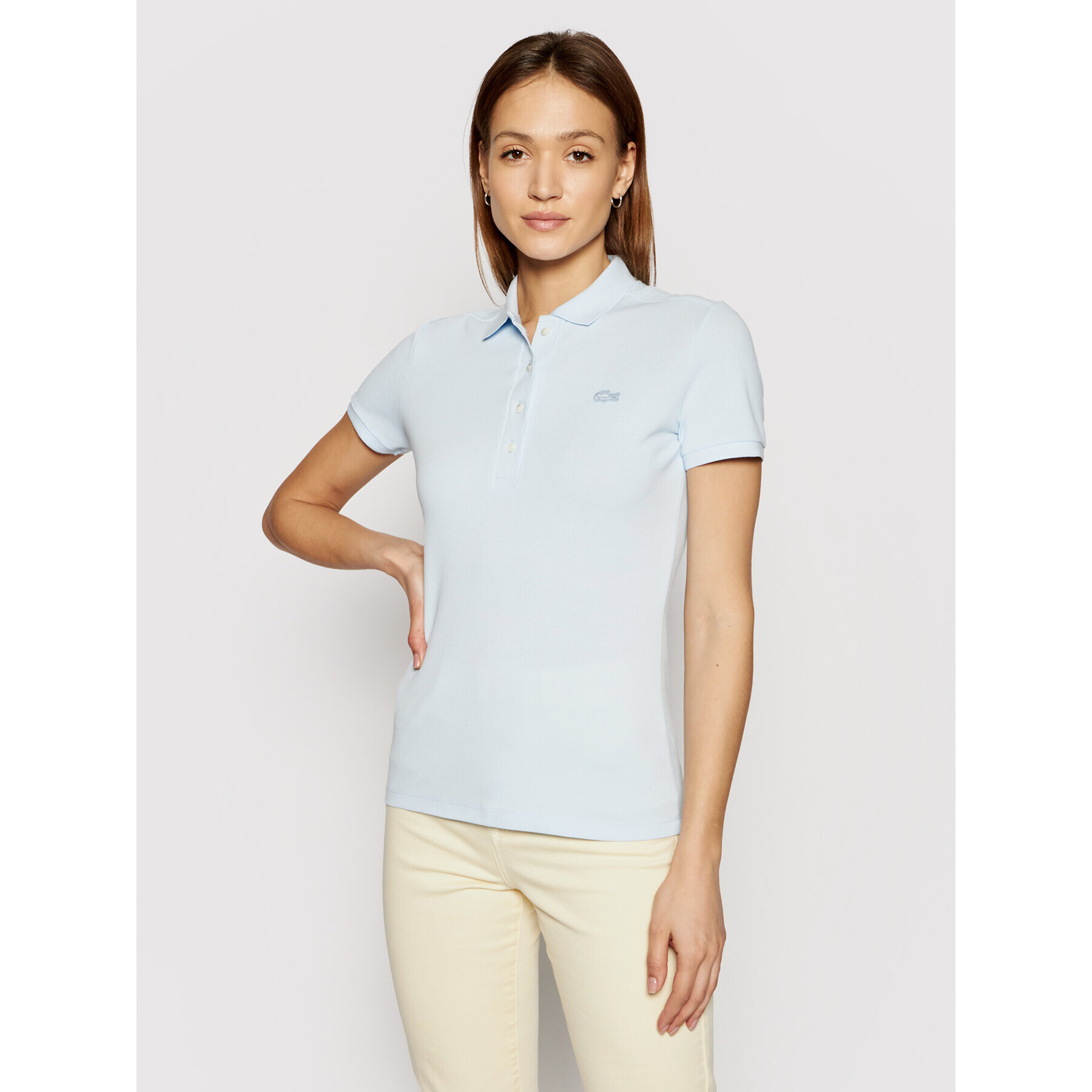 Lacoste Тениска с яка и копчета PF5462 Син Slim Fit - Pepit.bg