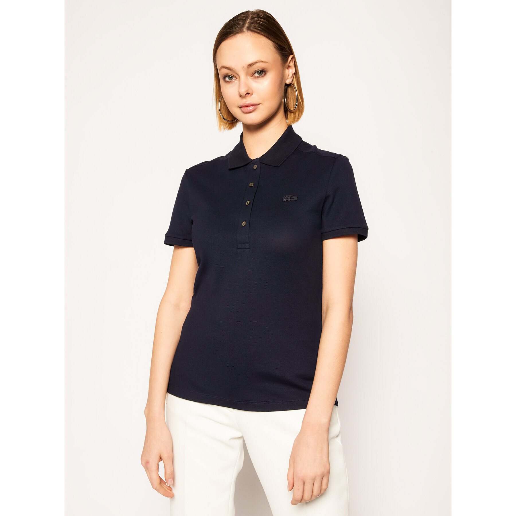 Lacoste Тениска с яка и копчета PF5462 Тъмносин Slim Fit - Pepit.bg