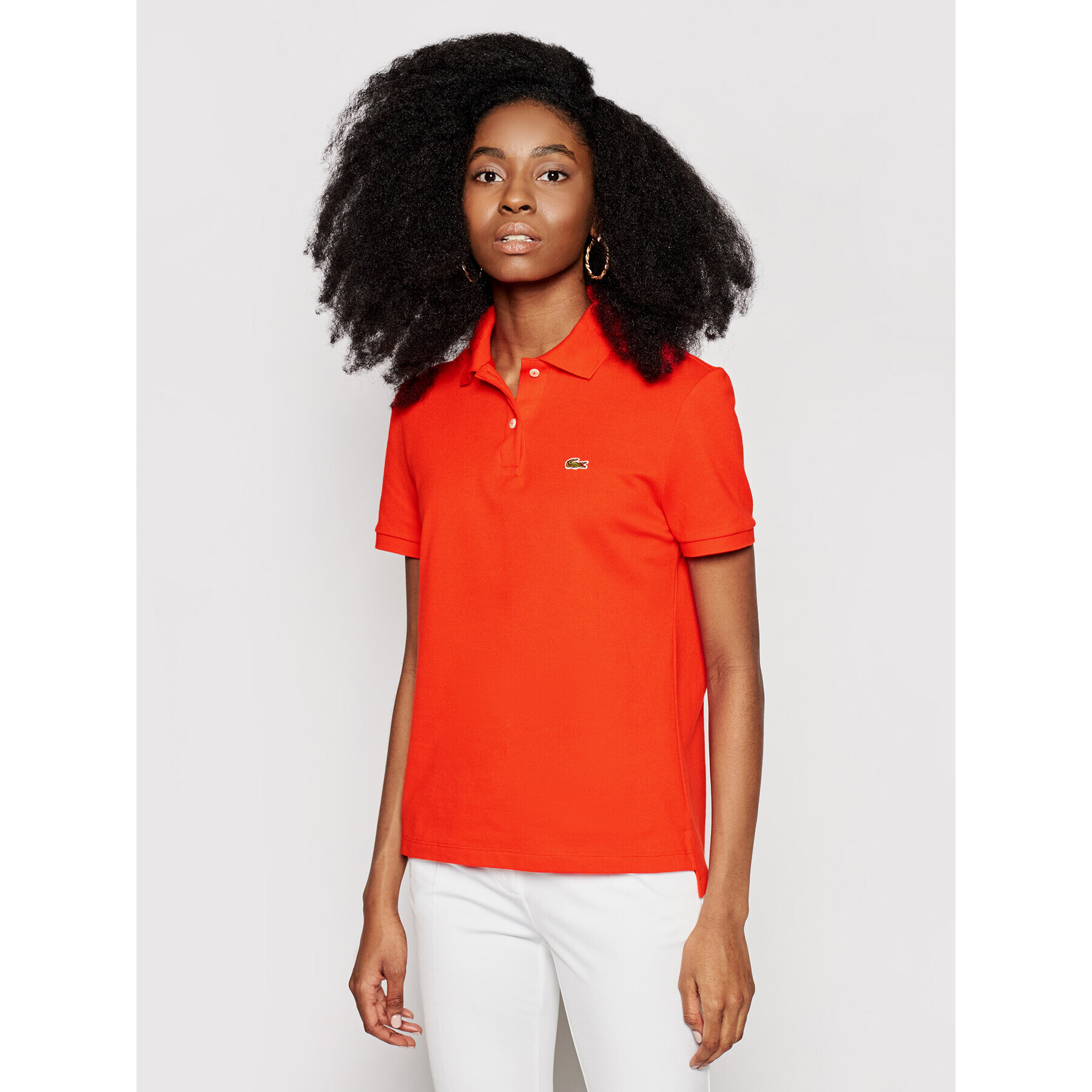 Lacoste Тениска с яка и копчета PF7839 Червен Regular Fit - Pepit.bg