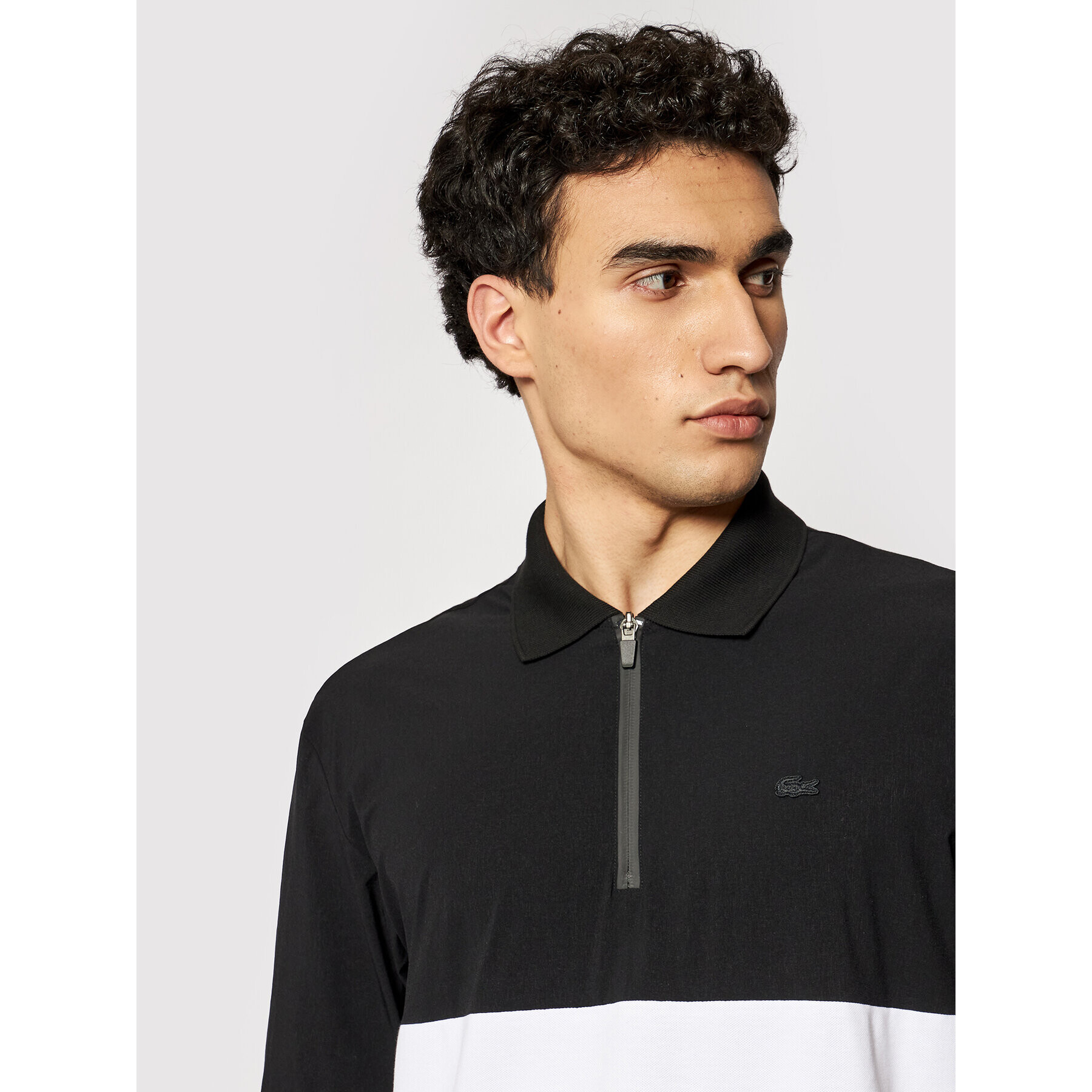 Lacoste Тениска с яка и копчета PH0104 Черен Relaxed Fit - Pepit.bg