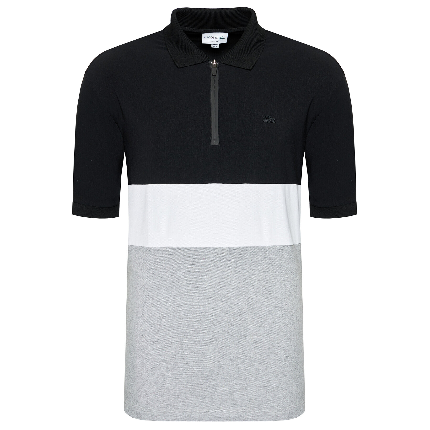 Lacoste Тениска с яка и копчета PH0104 Черен Relaxed Fit - Pepit.bg