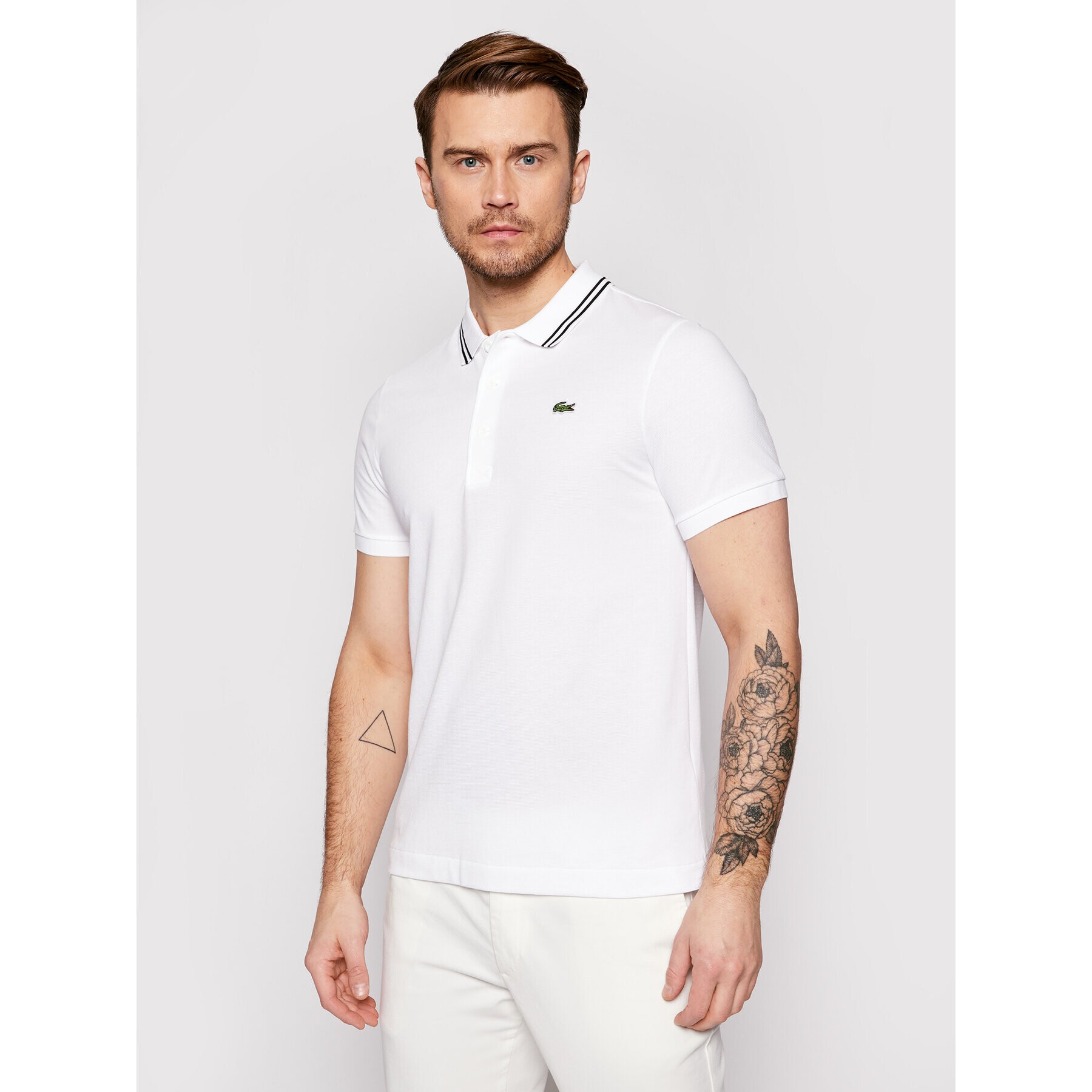 Lacoste Тениска с яка и копчета YH1482 Бял Regular Fit - Pepit.bg