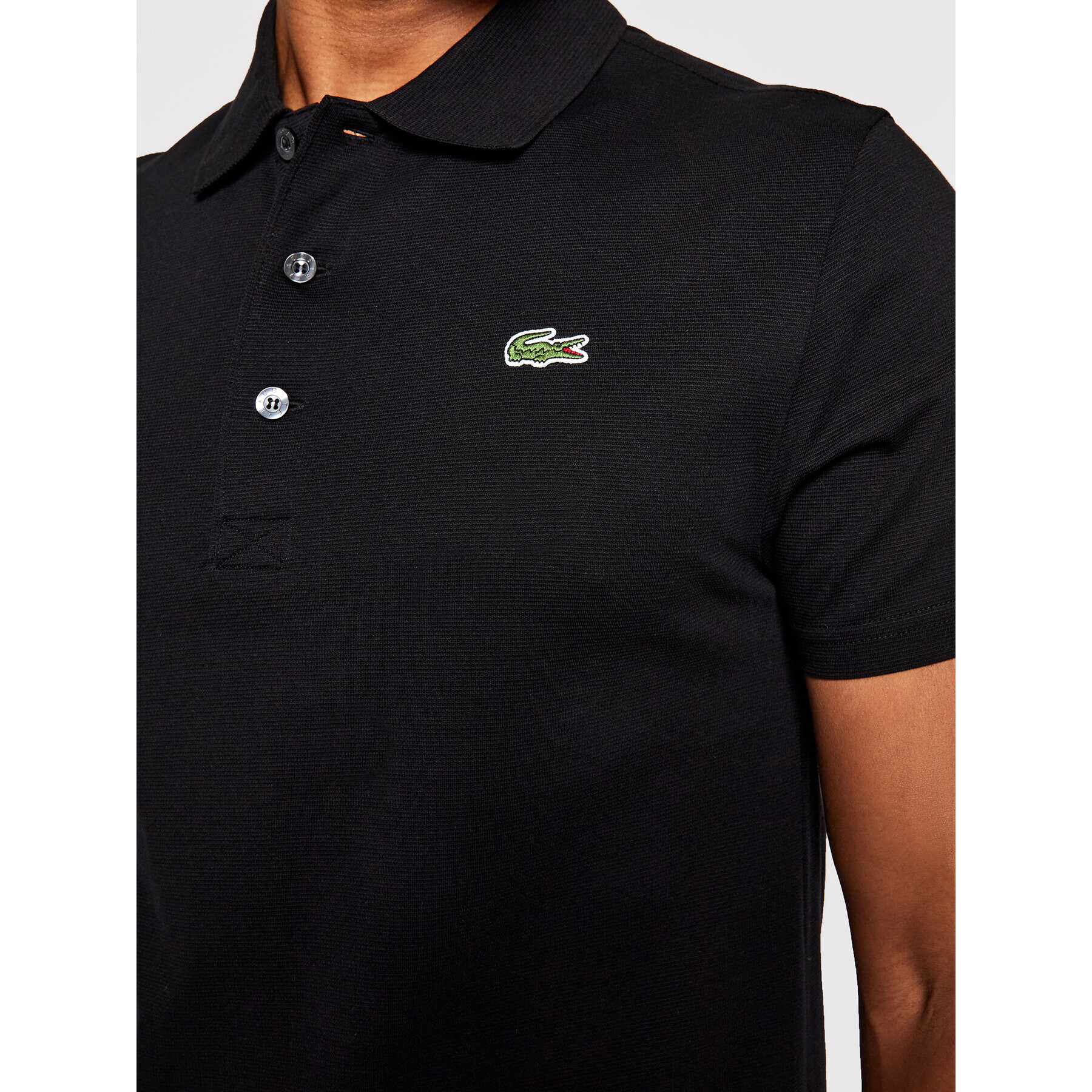 Lacoste Тениска с яка и копчета YH4801 Черен Slim Fit - Pepit.bg