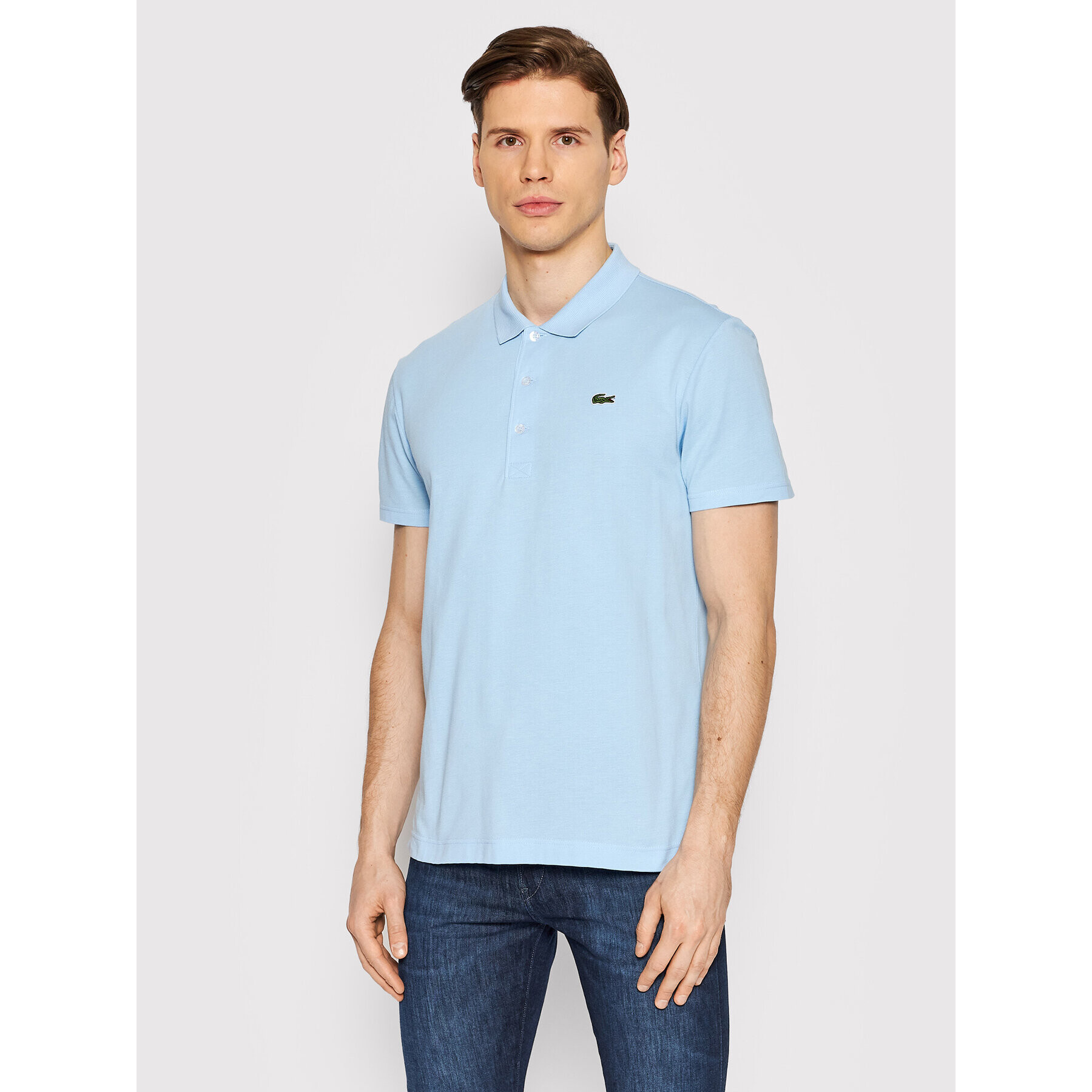 Lacoste Тениска с яка и копчета YH4801 Син Slim Fit - Pepit.bg