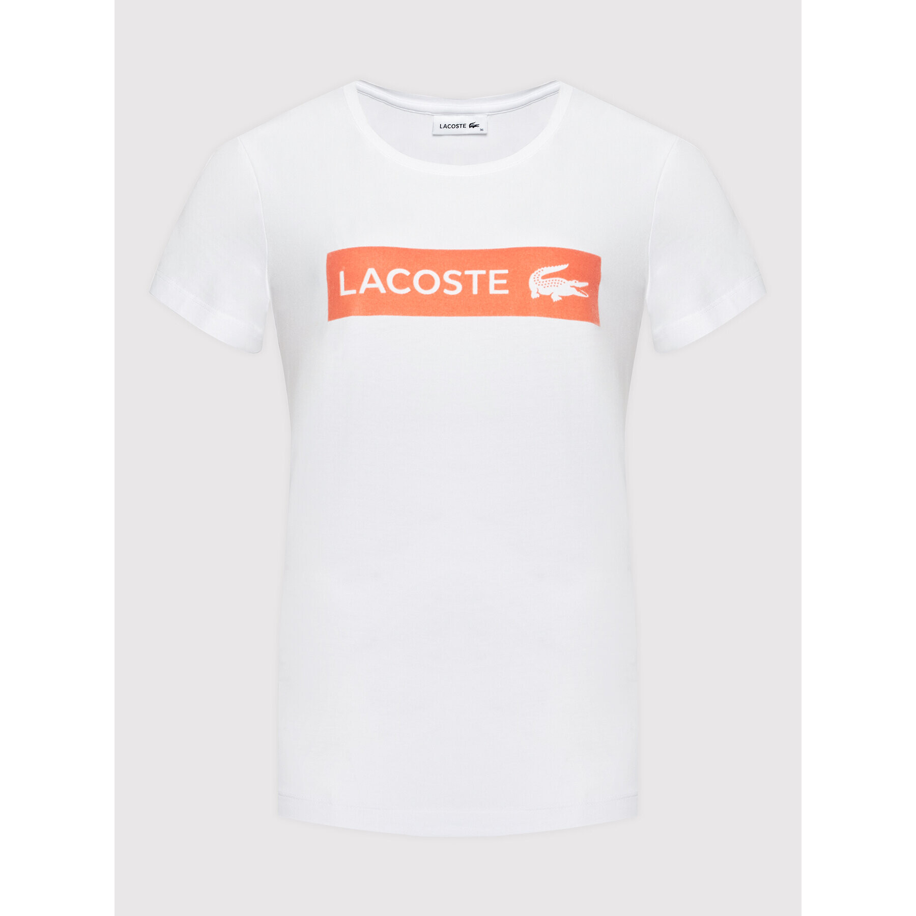 Lacoste Тишърт TF0224 Бял Regular Fit - Pepit.bg