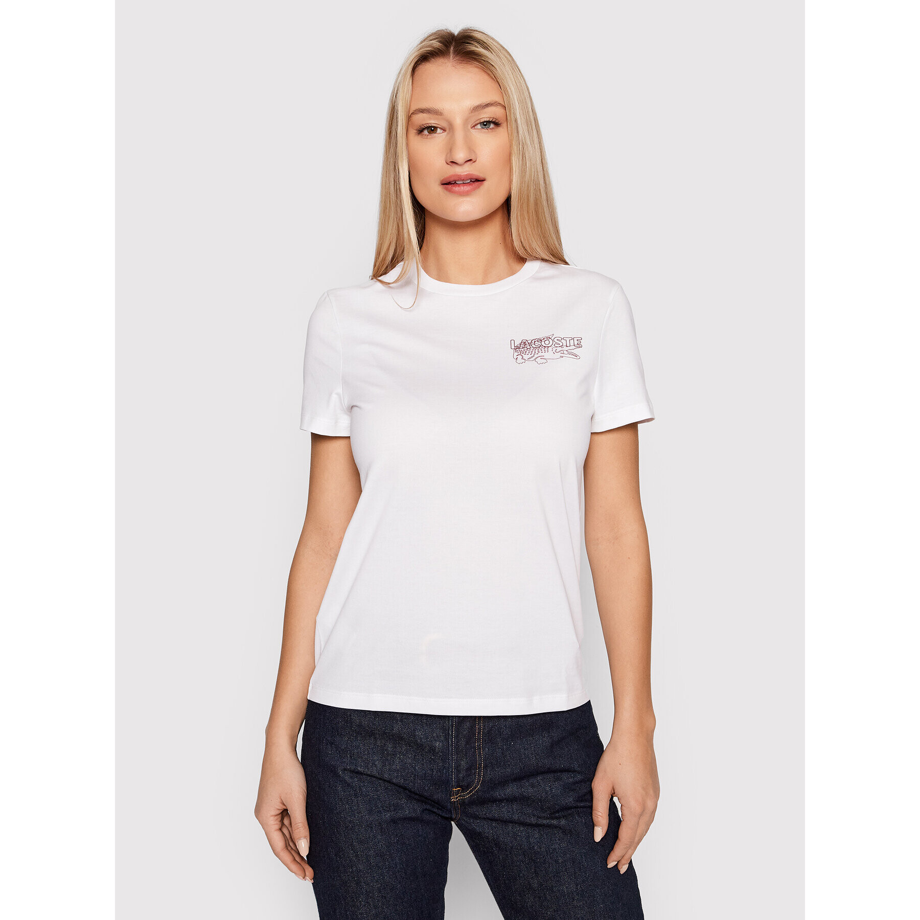 Lacoste Тишърт TF6697 Бял Regular Fit - Pepit.bg