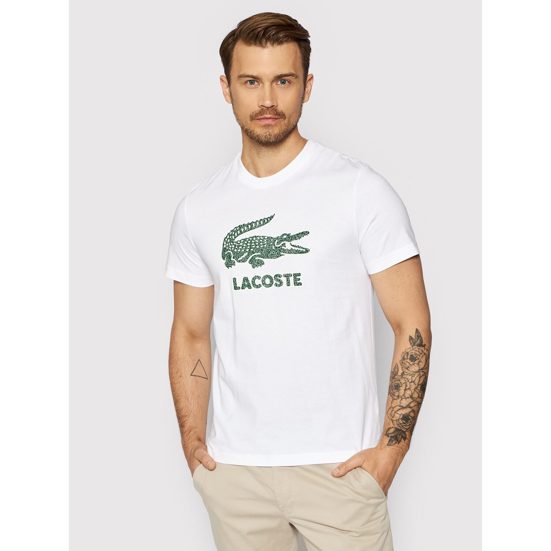 Lacoste Тишърт TH0063 Бял Regular Fit - Pepit.bg