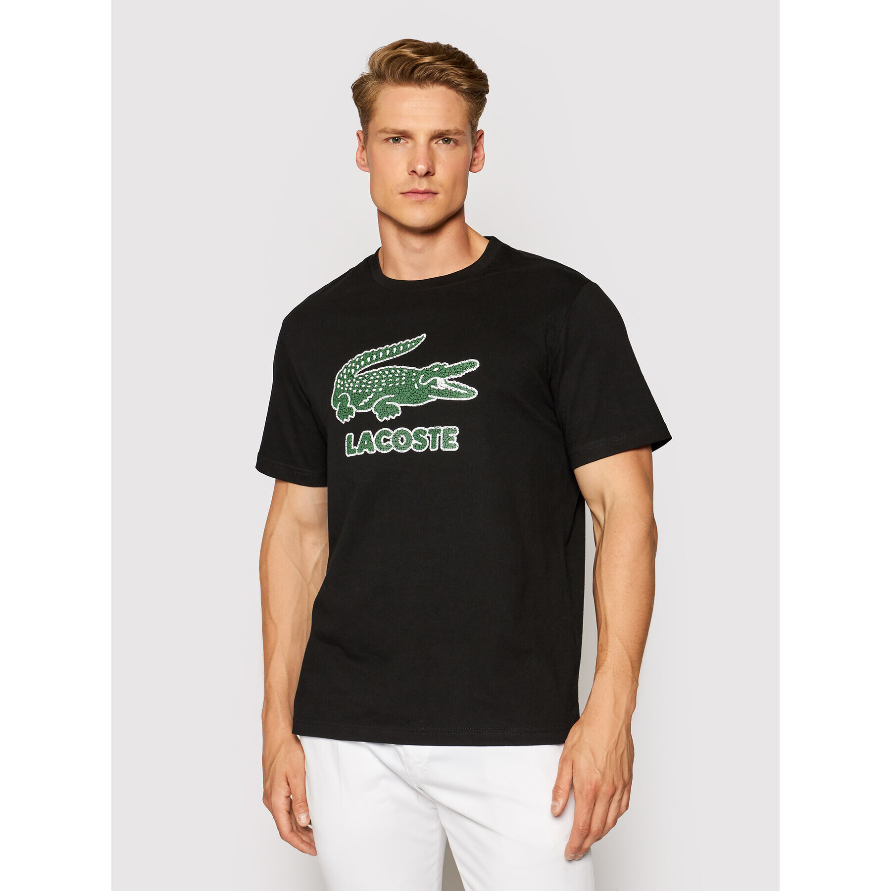 Lacoste Тишърт TH0063 Черен Regular Fit - Pepit.bg