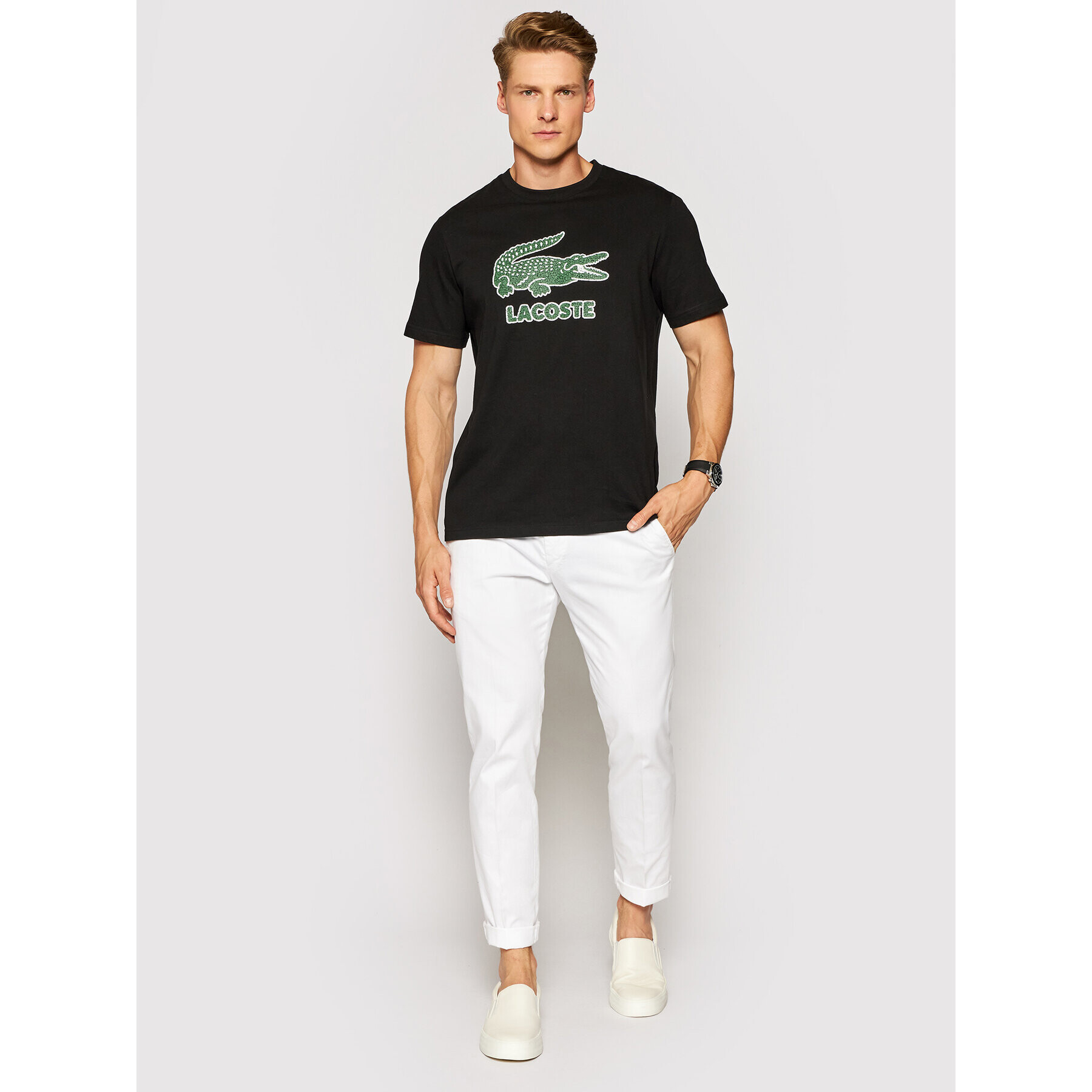 Lacoste Тишърт TH0063 Черен Regular Fit - Pepit.bg