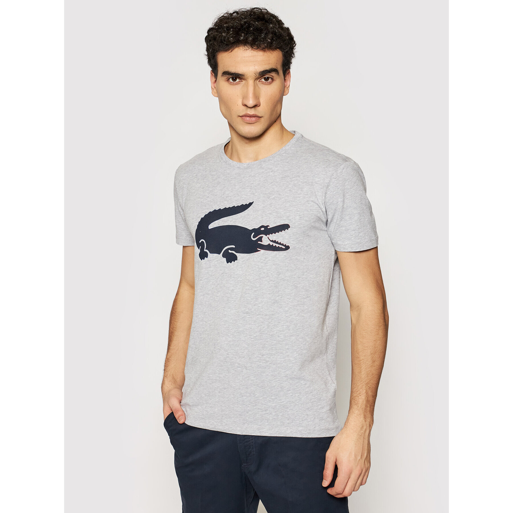 Lacoste Тишърт TH0139 Сив Slim Fit - Pepit.bg