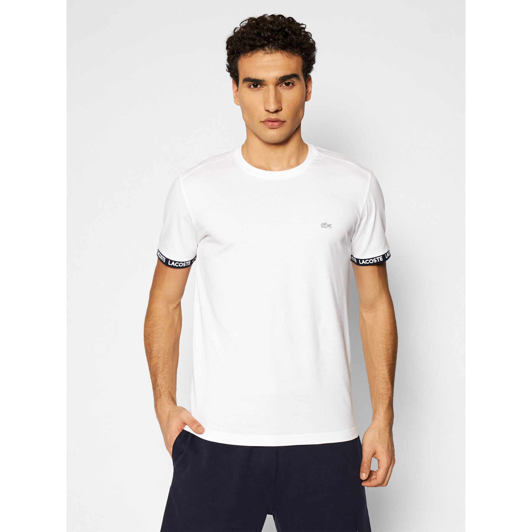 Lacoste Тишърт TH0144 Бял Slim Fit - Pepit.bg