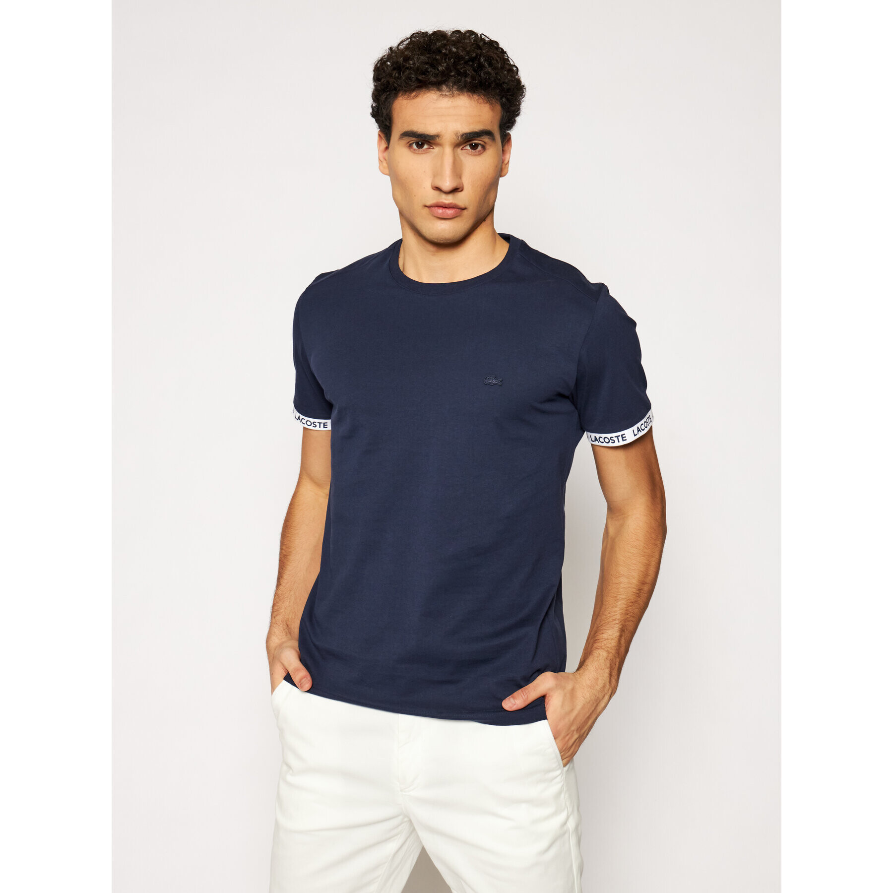 Lacoste Тишърт TH0144 Тъмносин Slim Fit - Pepit.bg